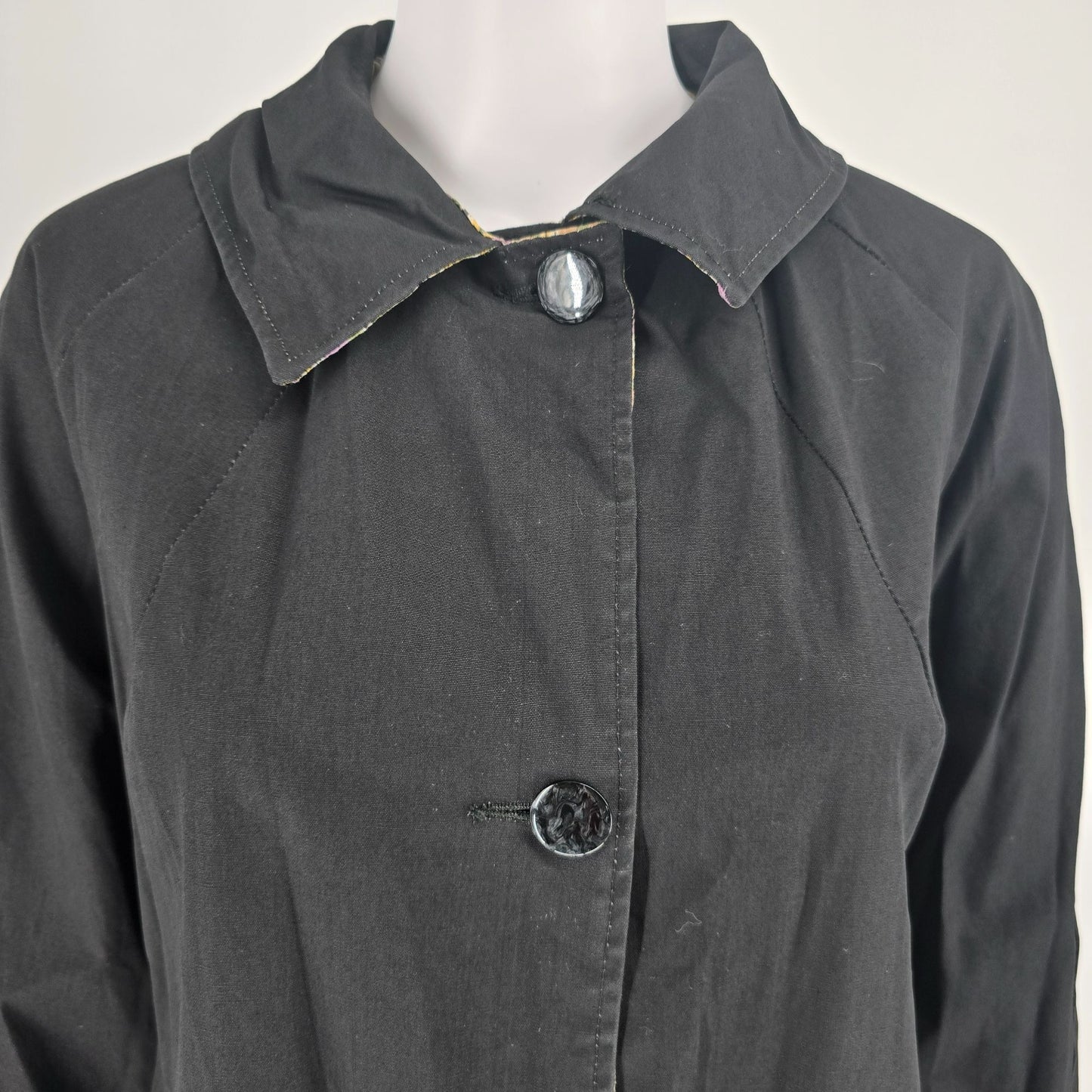 Vintage 1960s Unbranded Mosaic Tile Print/Black Reversible Coat (Large)