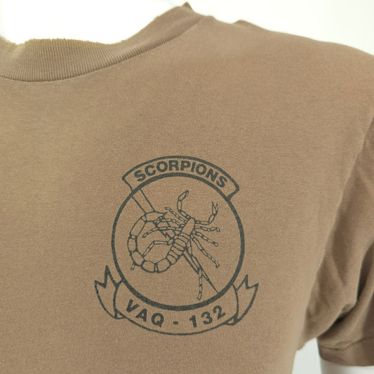 Vintage 1990s Navy Electronic Attack Squadron  VAQ-132 Scorpions T-Shirt (S)