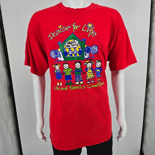 Vintage 1990s "Praise for Life" Life and Family Coalition T-Shirt (XXL/XXXL)