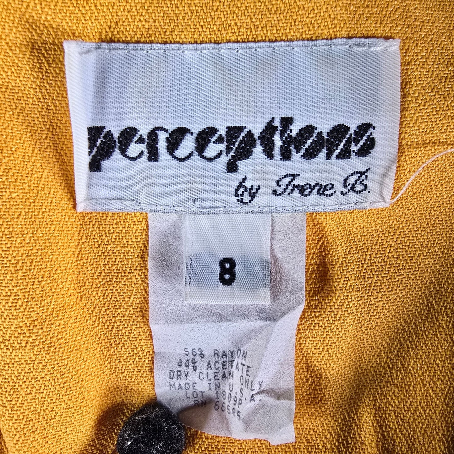 Vintage 1980s Perceptions by Irene B Yellow/Black Faux Two-Piece Dress (8/M)