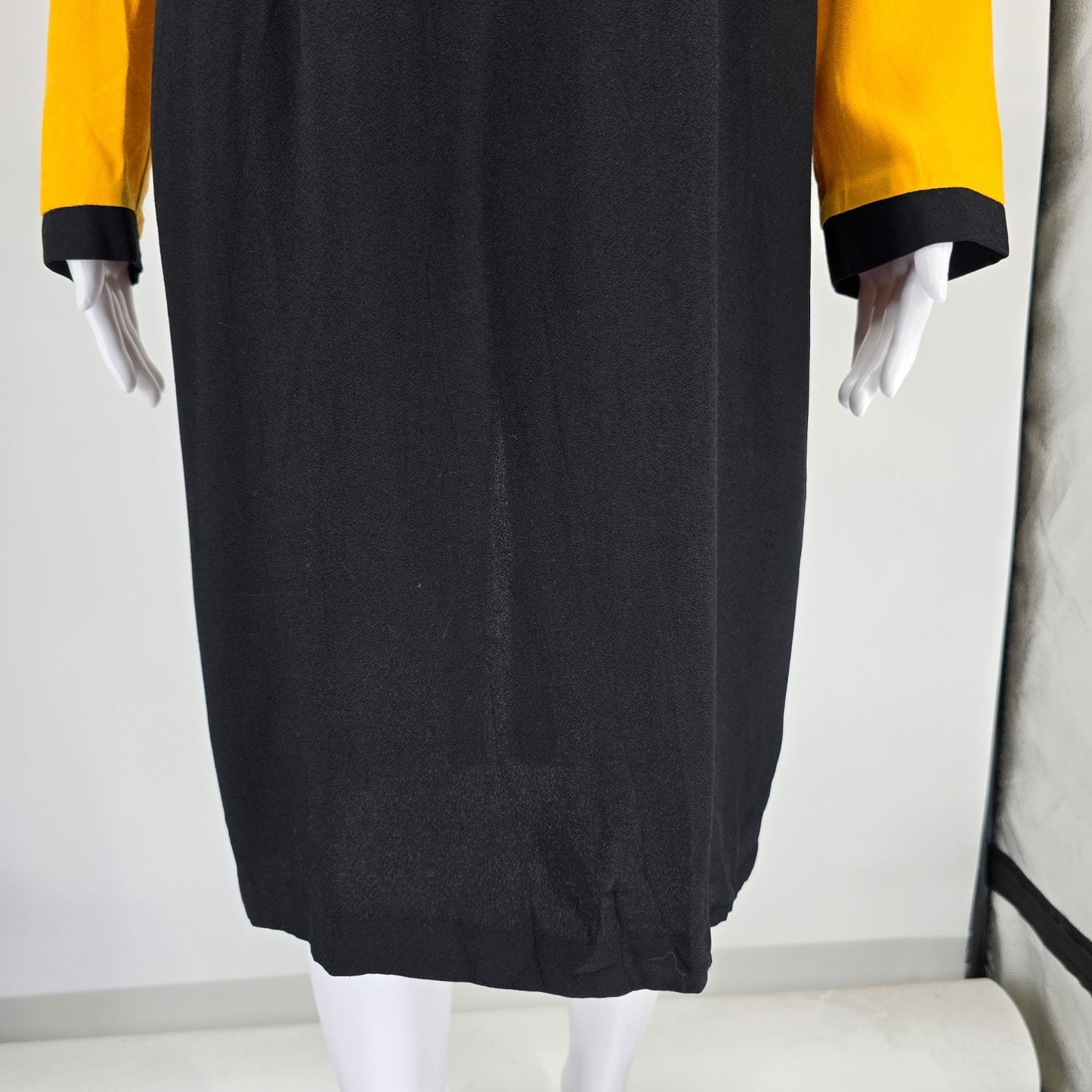 Vintage 1980s Perceptions by Irene B Yellow/Black Faux Two-Piece Dress (8/M)