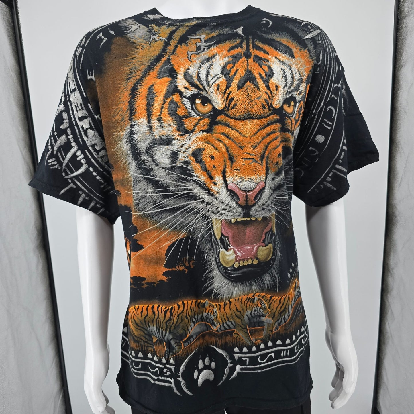 Liquid Blue Tribal Tiger All Over Print T-Shirt (2XL)