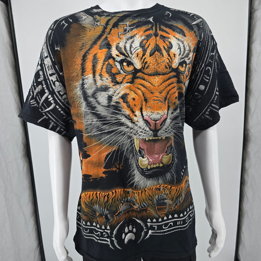 Liquid Blue Tribal Tiger All Over Print T-Shirt (2XL)