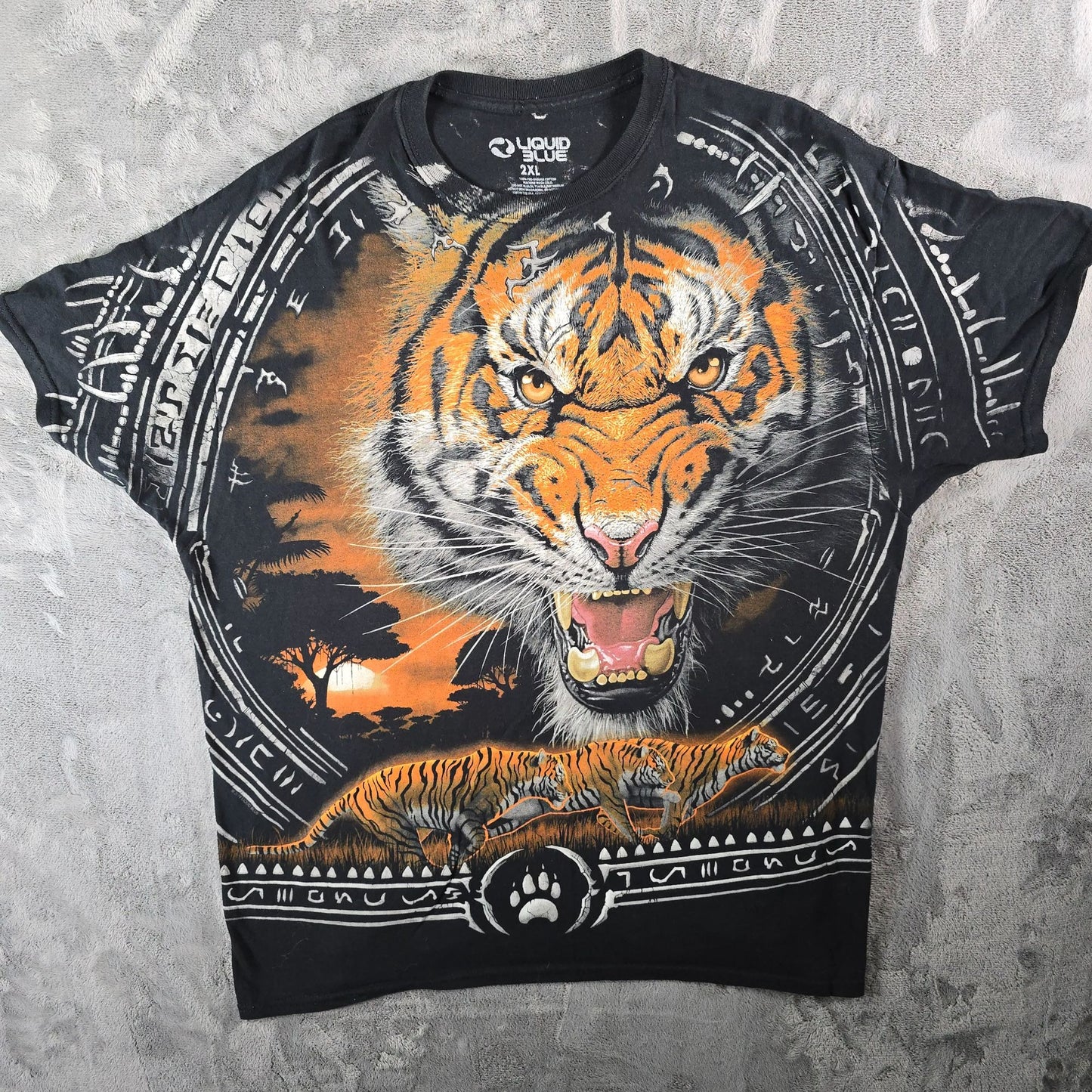Liquid Blue Tribal Tiger All Over Print T-Shirt (2XL)