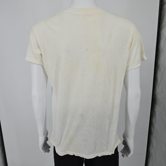 Distressed Vintage 1980s Hanes Blank Crew Neck Cotton T-Shirt/Undershirt (M/L)