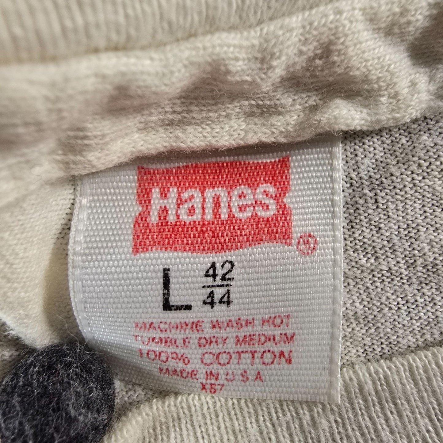 Distressed Vintage 1980s Hanes Blank Crew Neck Cotton T-Shirt/Undershirt (M/L)