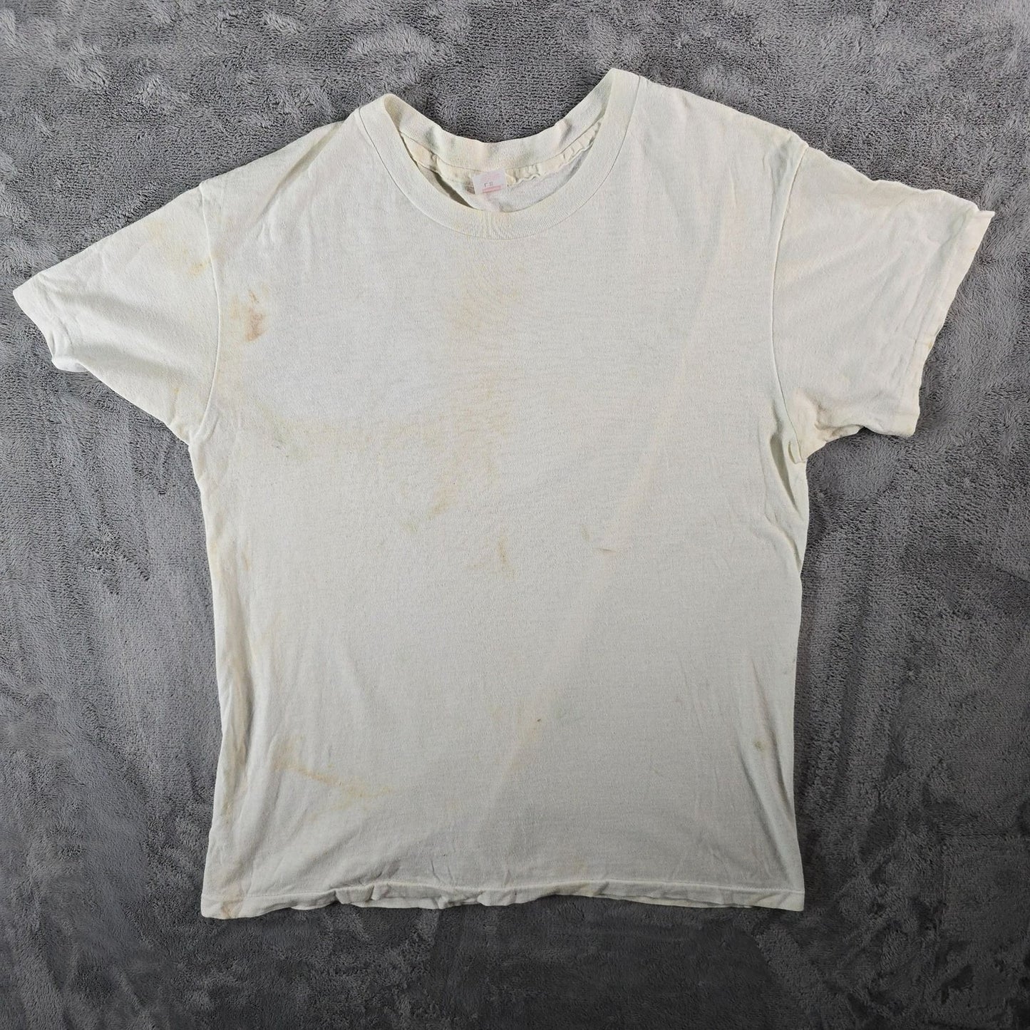 Distressed Vintage 1980s Hanes Blank Crew Neck Cotton T-Shirt/Undershirt (M/L)
