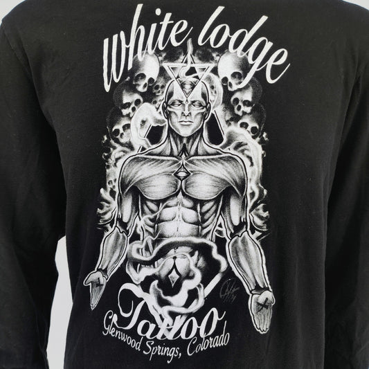 White Lodge Tattoo Glenwood Springs, Colorado Long-Sleeved T-Shirt (L)- *FLAW*