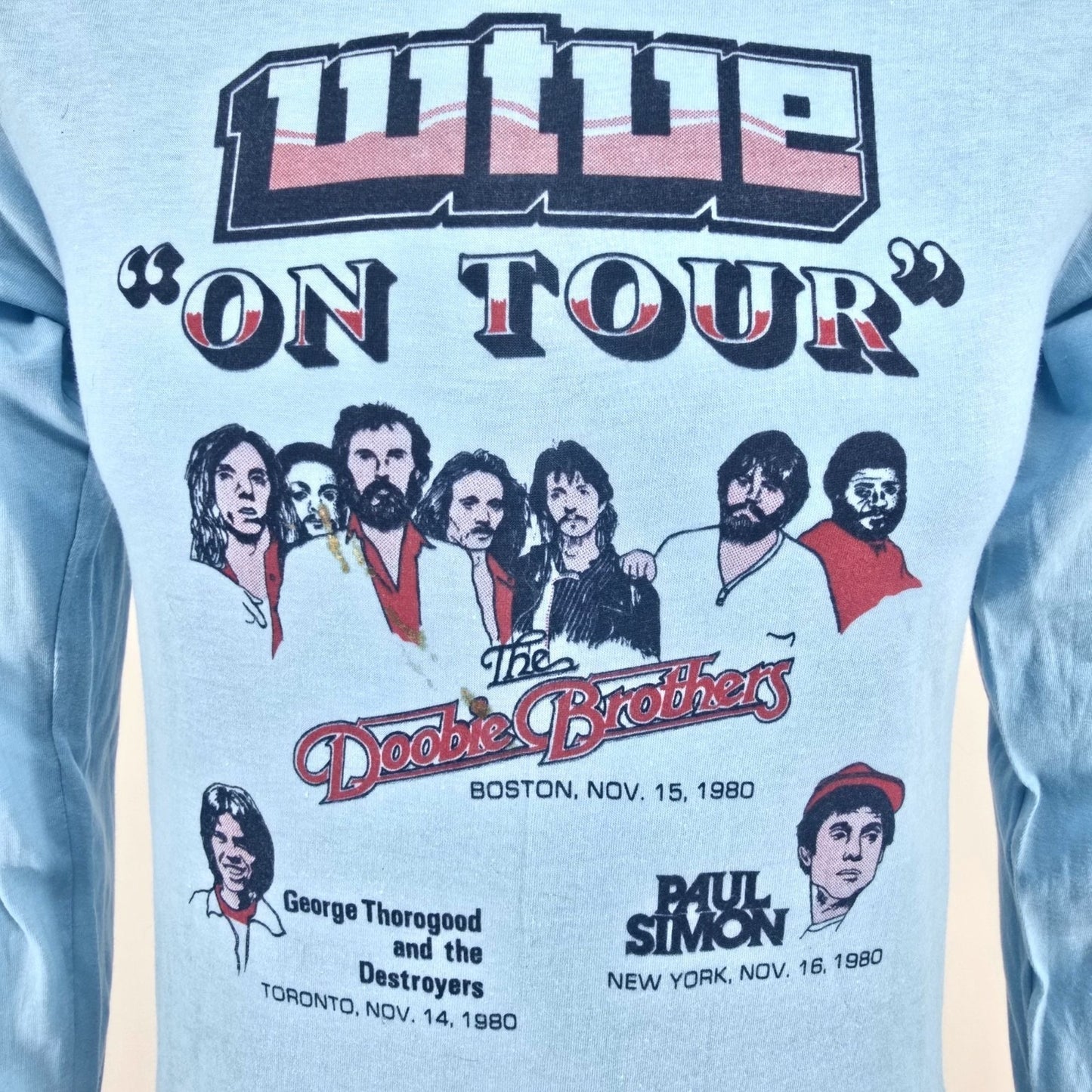 Vintage 1980 WTUE " On Tour" Doobie Bros, Long Sleeve Concert Promo T-Shirt (S)