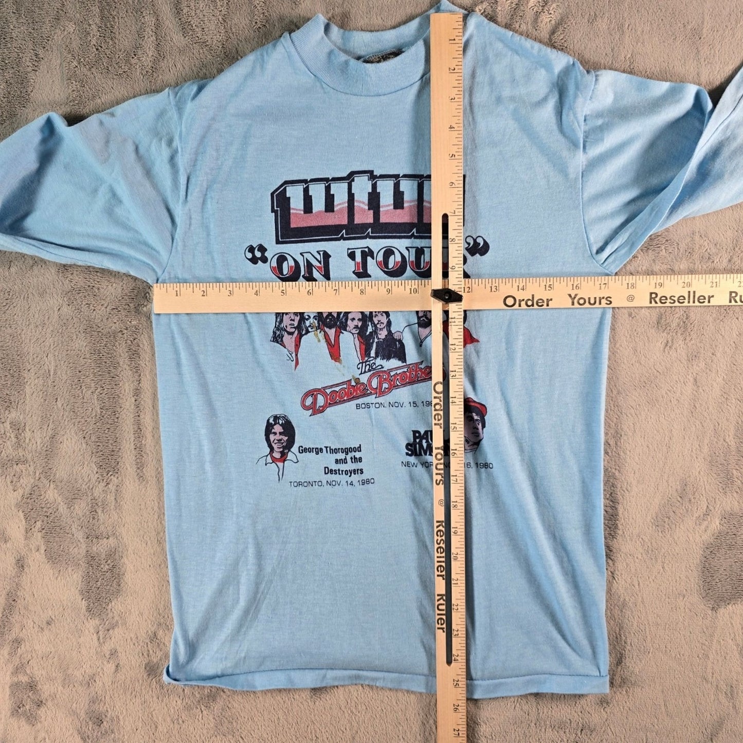 Vintage 1980 WTUE " On Tour" Doobie Bros, Long Sleeve Concert Promo T-Shirt (S)