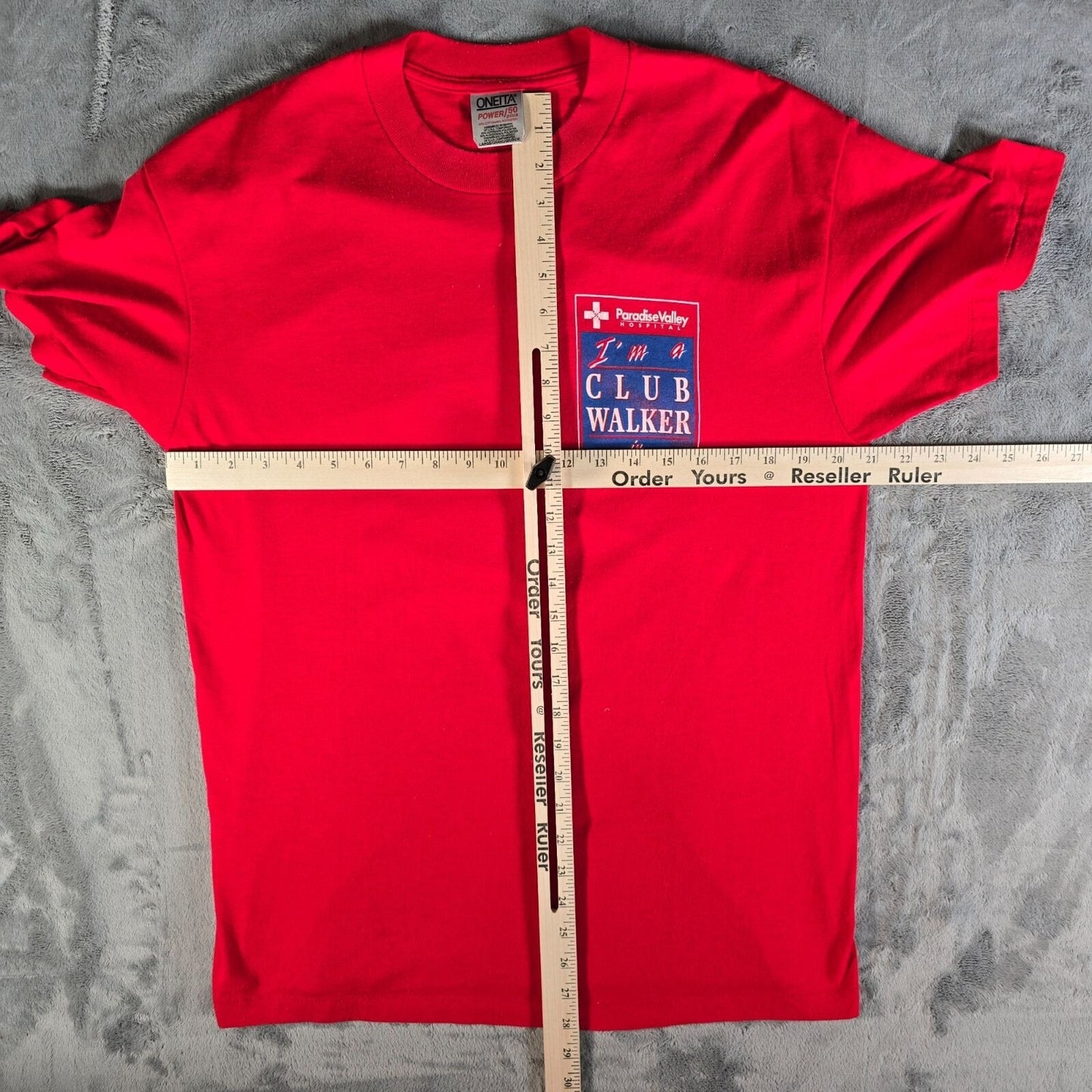 Vintage Oneita 1990s Paradise Valley Plaza Bonita Club Walk Red T-Shirt (M/L)