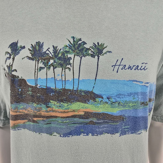 2020s Crazy Shirts Hawaii Seafoam Green Palm Coast Surf Graphic T-Shirt (L)