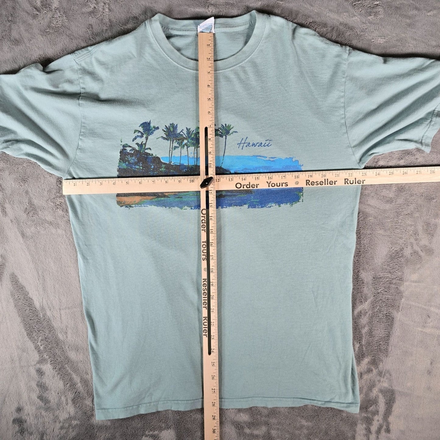 2020s Crazy Shirts Hawaii Seafoam Green Palm Coast Surf Graphic T-Shirt (L)