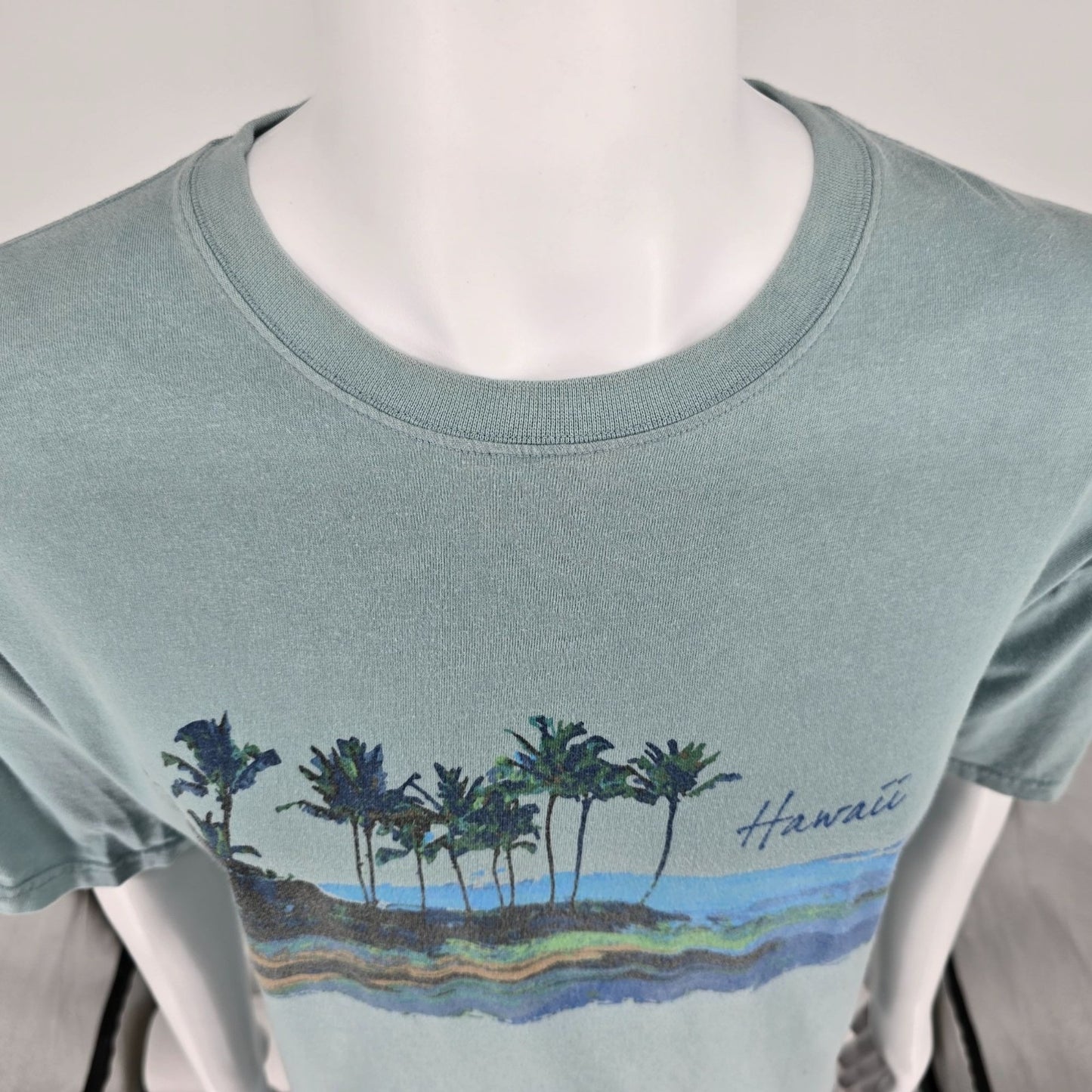 2020s Crazy Shirts Hawaii Seafoam Green Palm Coast Surf Graphic T-Shirt (L)
