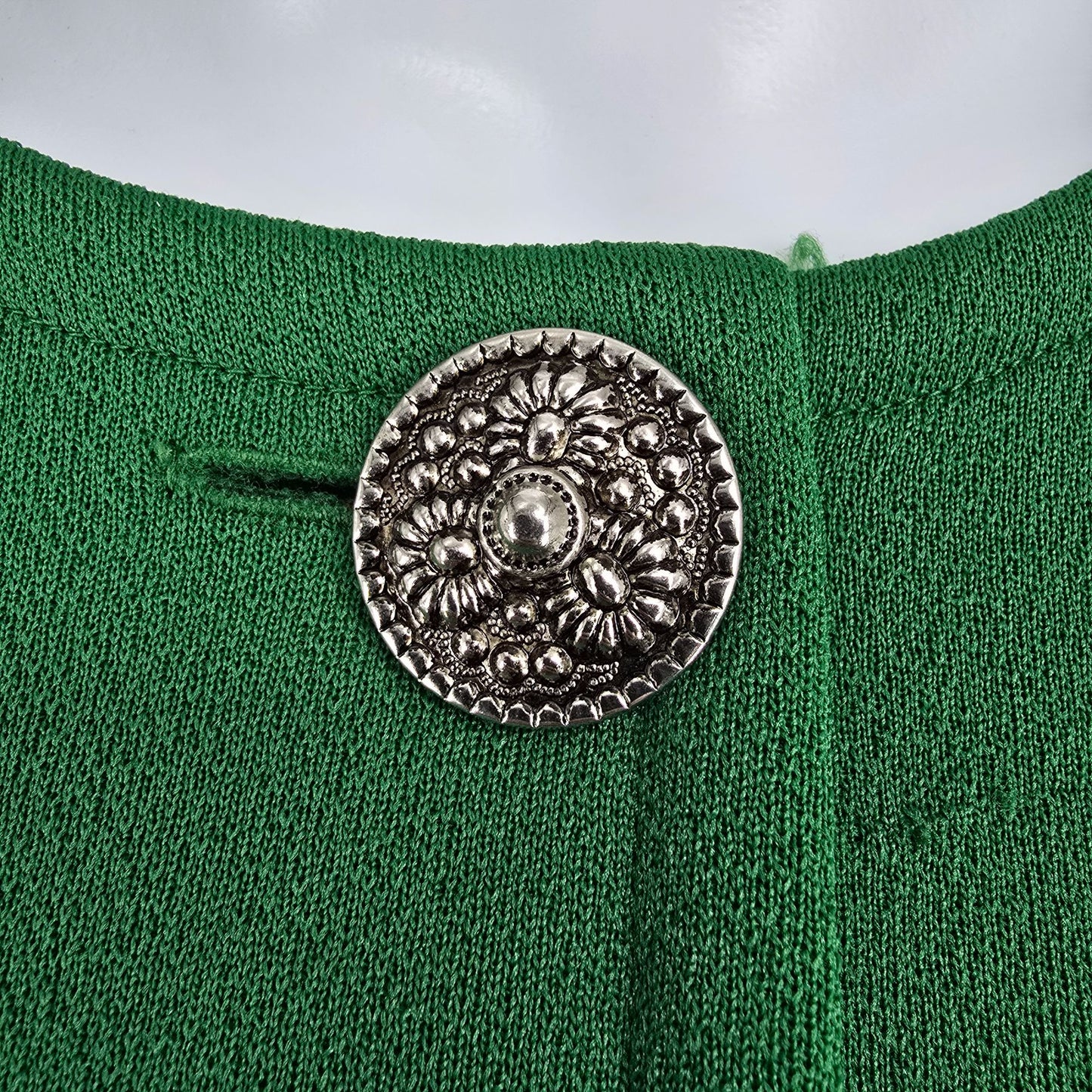 Vintage 1960s Lari-Lane Union Made Kelly Green Collarless A-Line Coat (M)