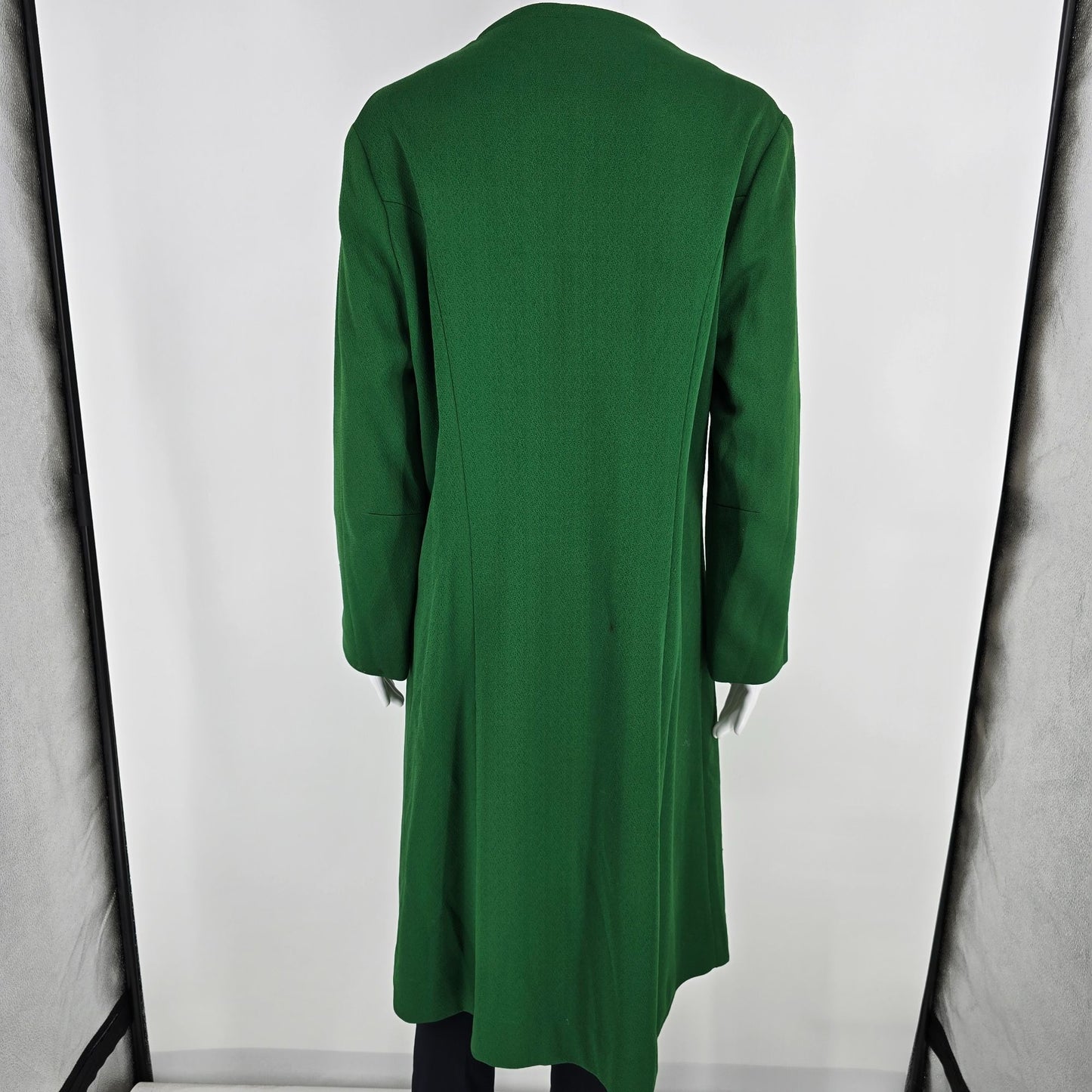 Vintage 1960s Lari-Lane Union Made Kelly Green Collarless A-Line Coat (M)