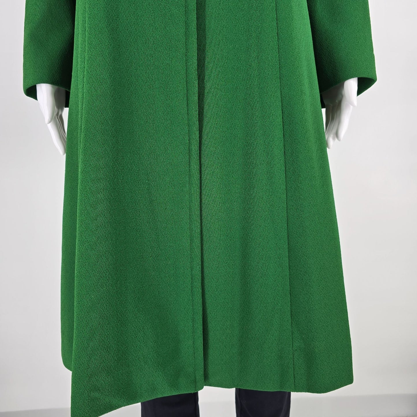 Vintage 1960s Lari-Lane Union Made Kelly Green Collarless A-Line Coat (M)