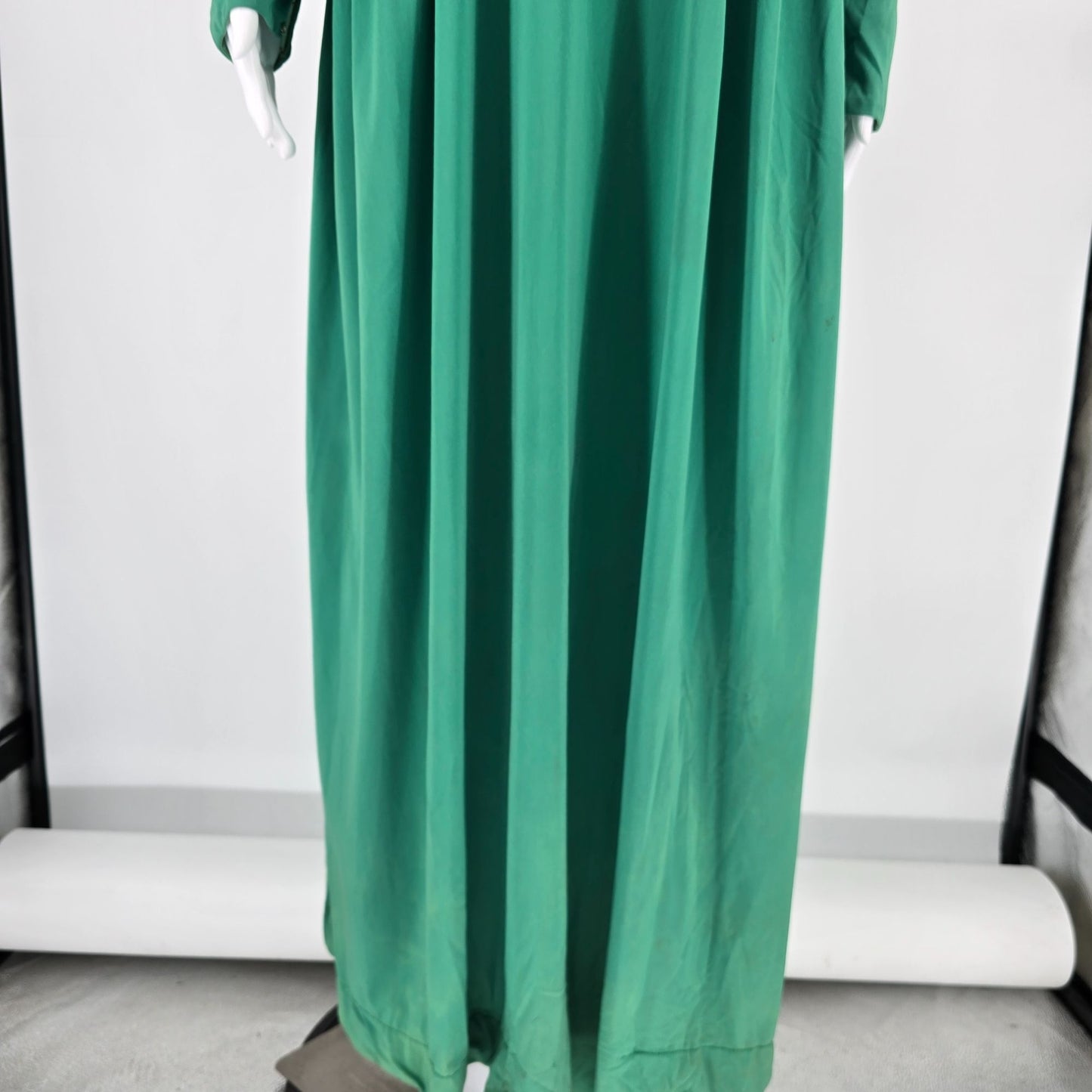 Vintage 1960s Tefft's Miami, Florida Emerald Green Jeweled Neck Maxi Dress (M)