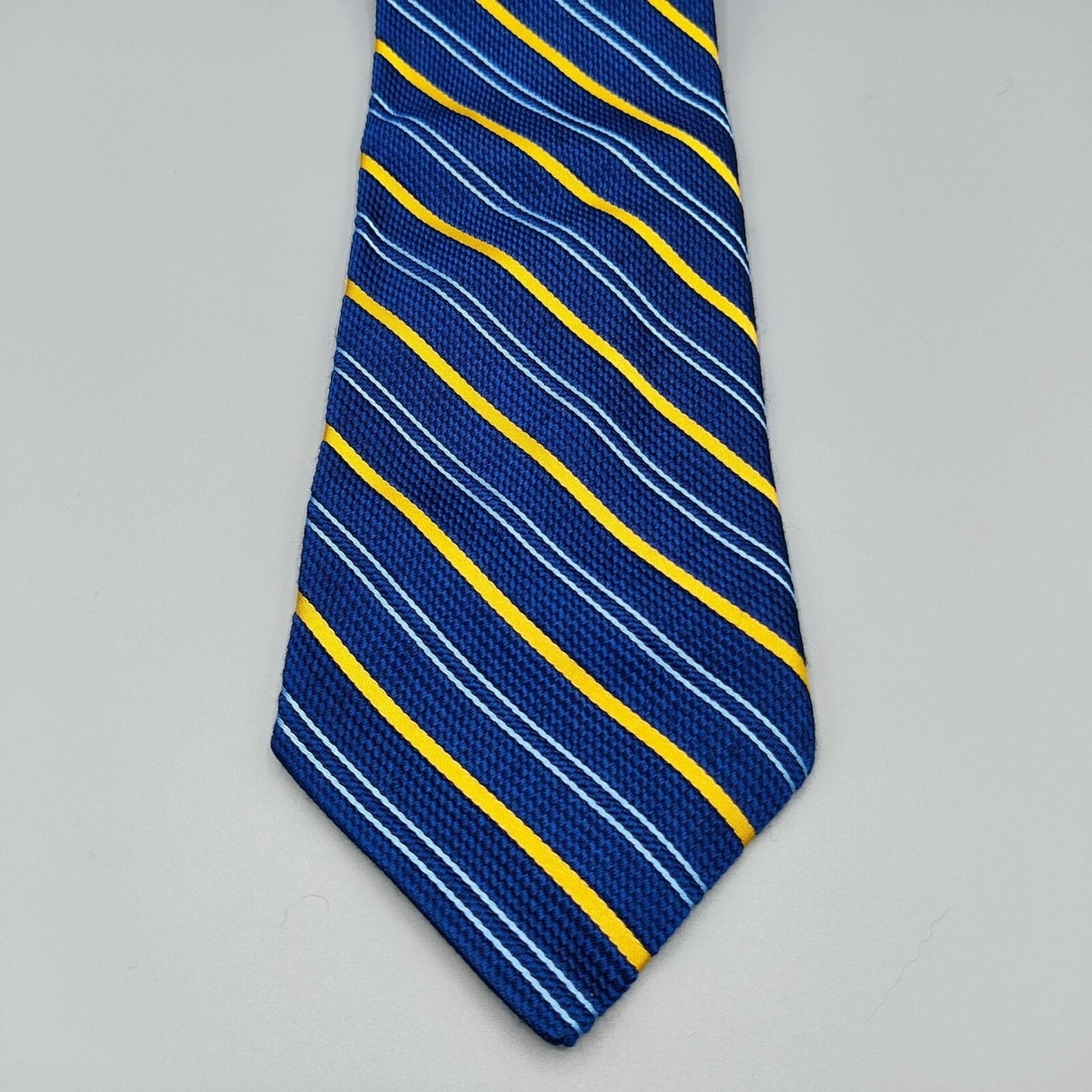 John W. Nordstrom Silk/Viscose Made in Italy Blue and Yellow Regimental Nectkie