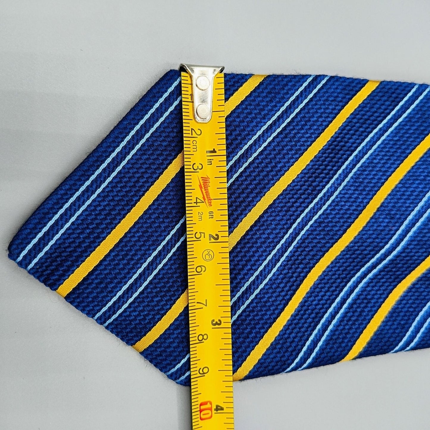 John W. Nordstrom Silk/Viscose Made in Italy Blue and Yellow Regimental Nectkie
