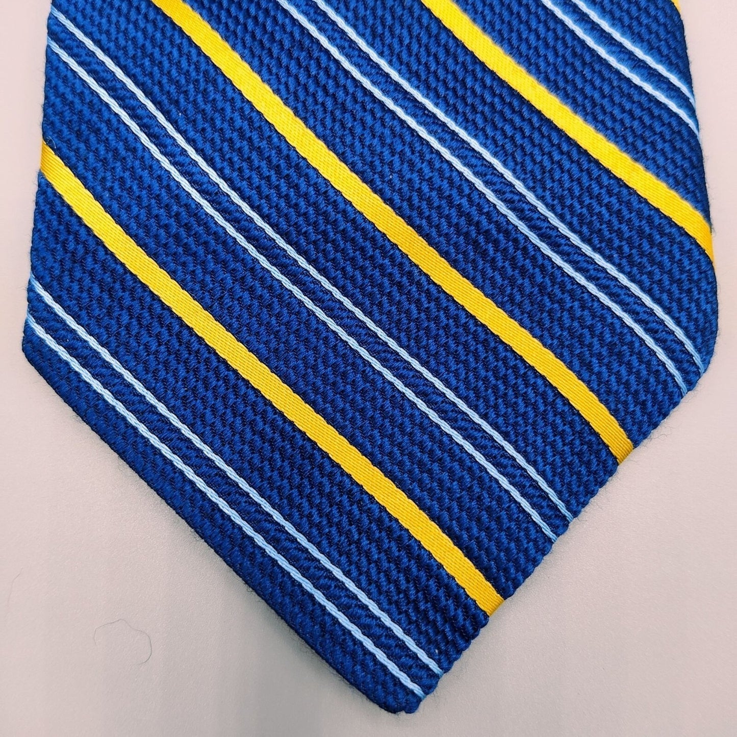 John W. Nordstrom Silk/Viscose Made in Italy Blue and Yellow Regimental Nectkie