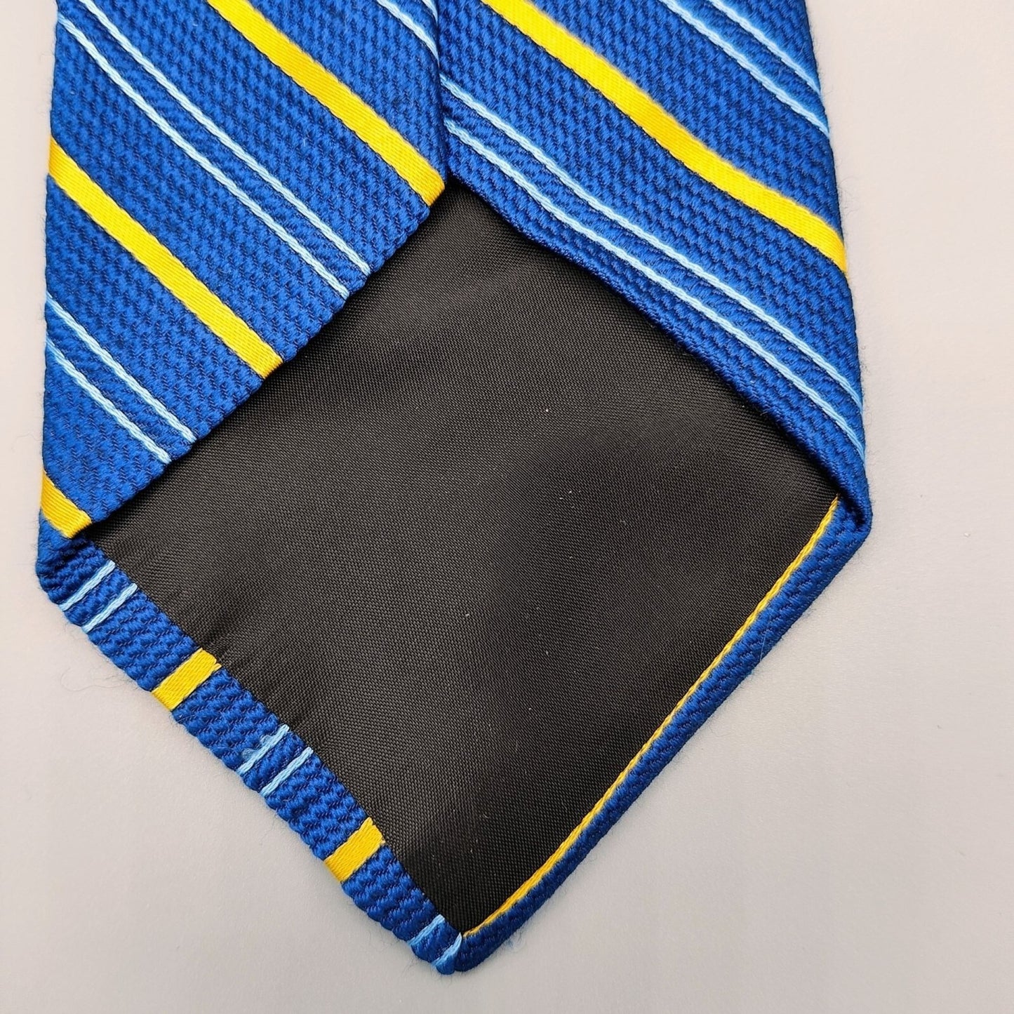 John W. Nordstrom Silk/Viscose Made in Italy Blue and Yellow Regimental Nectkie