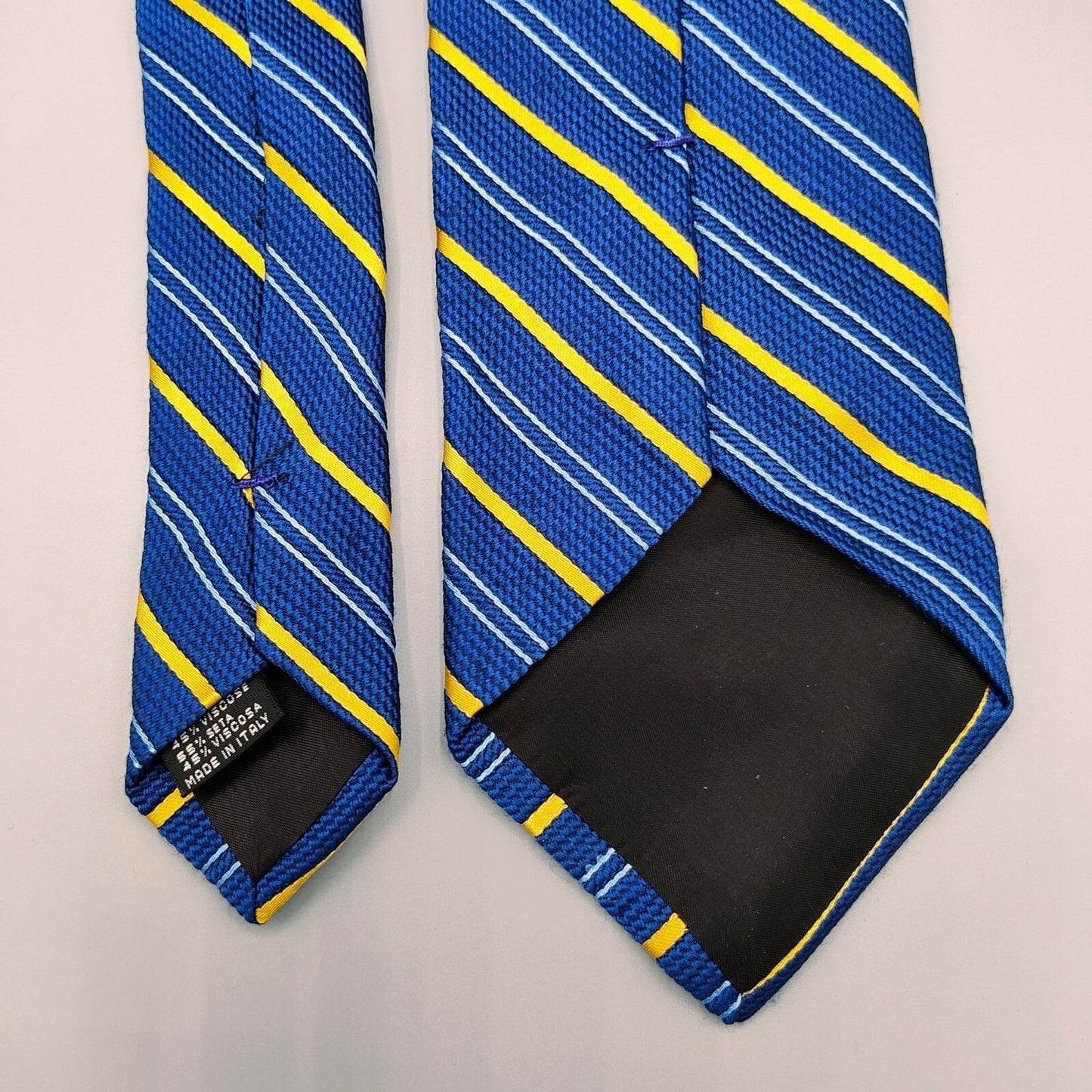 John W. Nordstrom Silk/Viscose Made in Italy Blue and Yellow Regimental Nectkie
