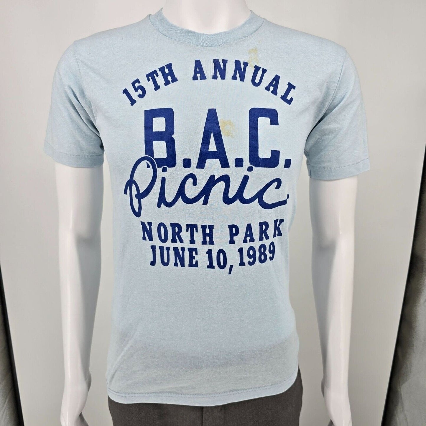 Vintage 1989 15th Annual B.A.C. Picnic North Park June 10, 1989 T-Shirt (XS/S)