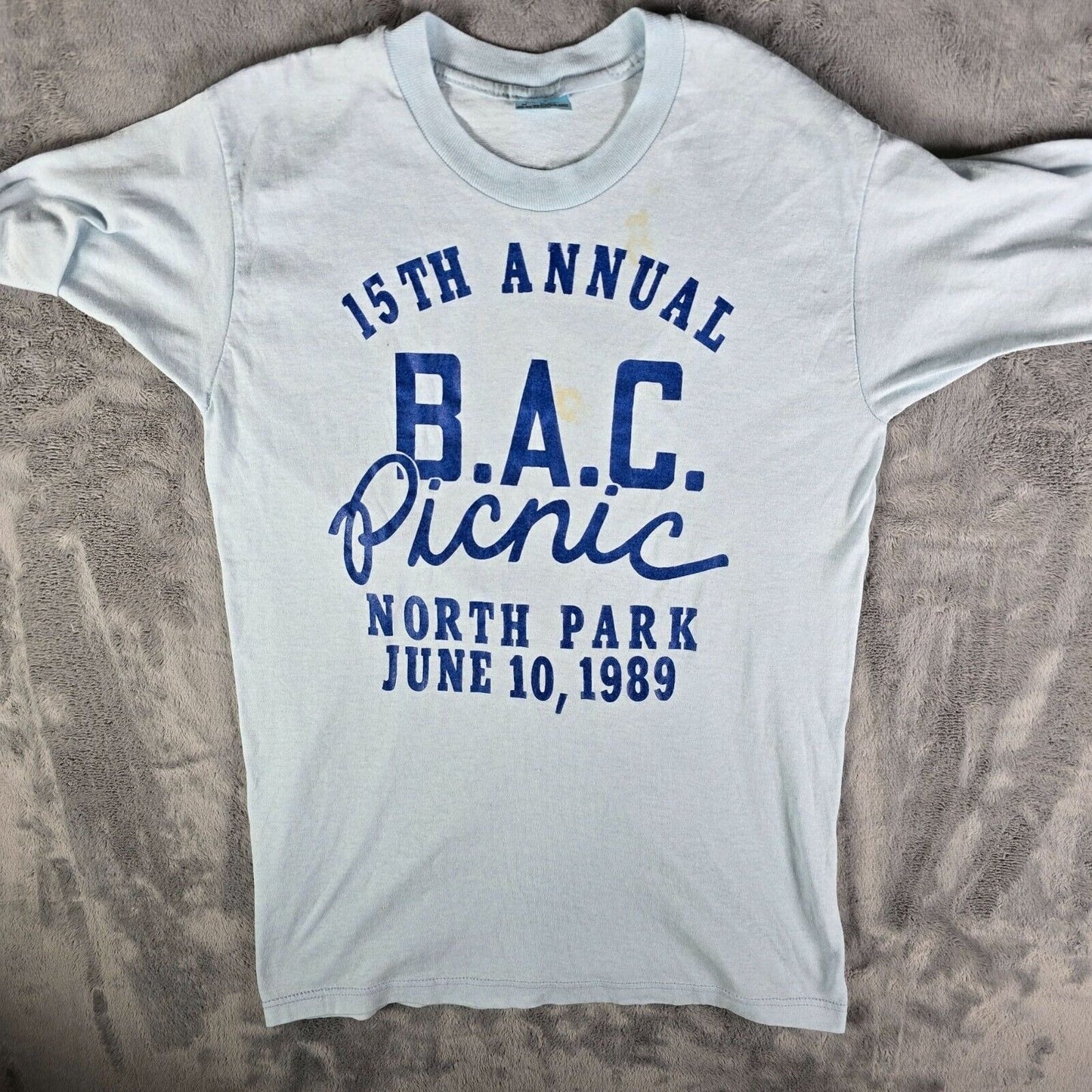 Vintage 1989 15th Annual B.A.C. Picnic North Park June 10, 1989 T-Shirt (XS/S)