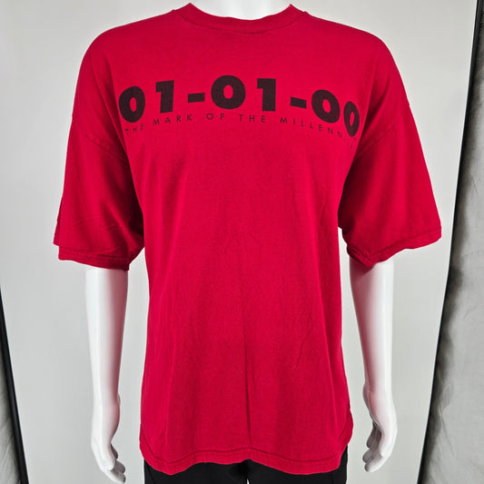 Vintage 1990s Lee Total Cotton 01-01-00 "Mark Of the millennium" T-Shirt (2XL)