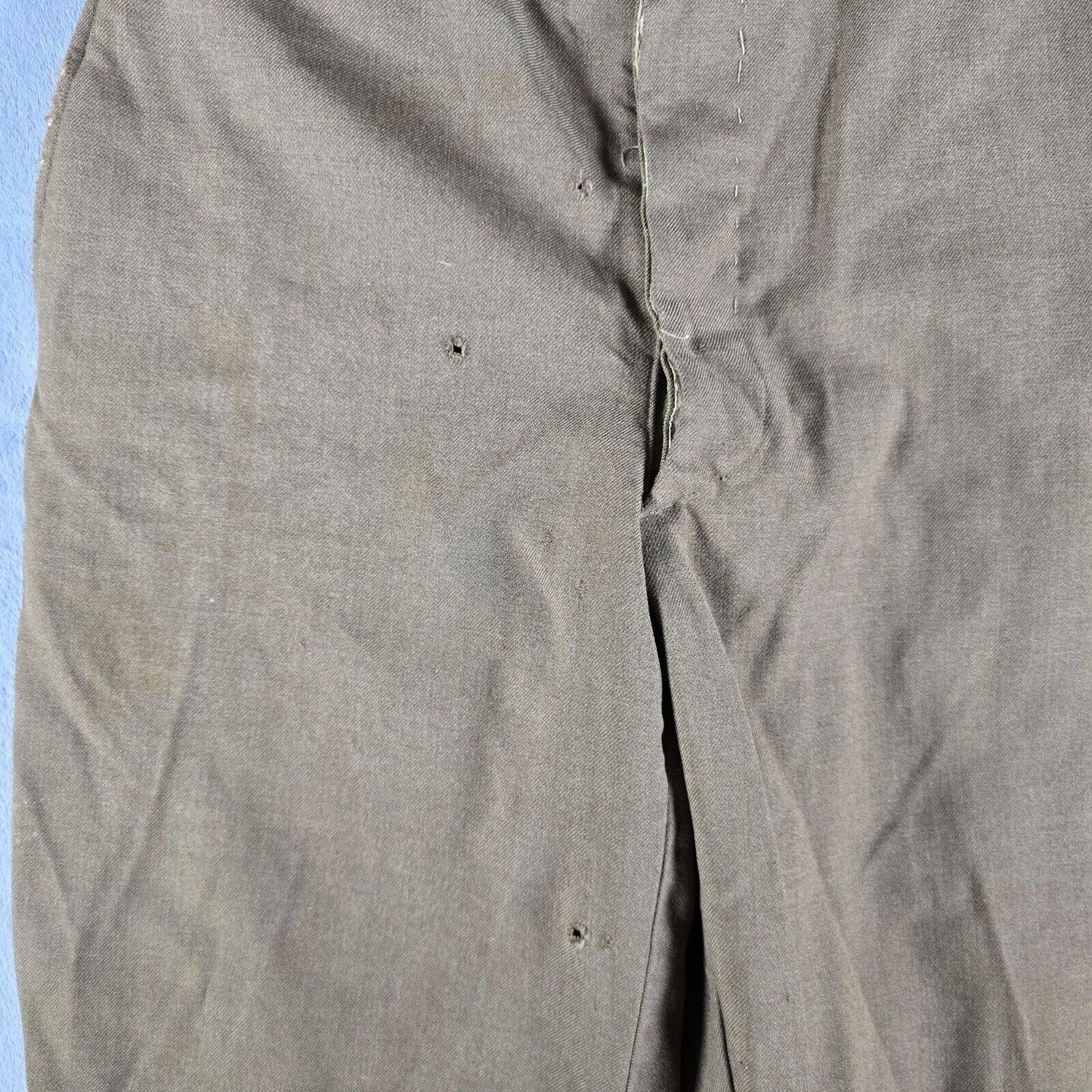 Distressed/Thrashed Vintage Early 1950s Green Button-Fly Work Trousers (32x27)