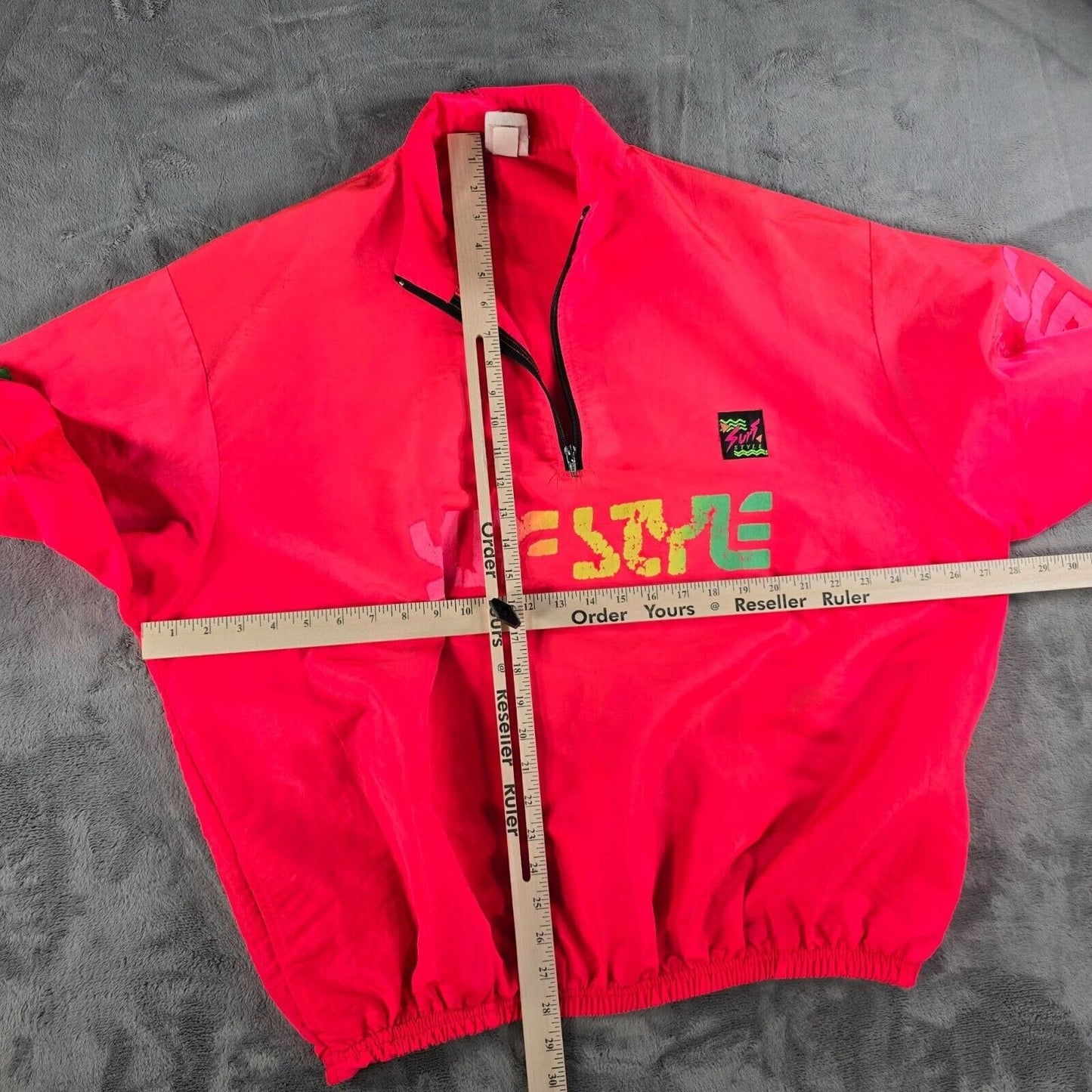 Vintage 1990s Surf Style Interplanetary Body Gear Neon Punk Pullover Jacket (OS)
