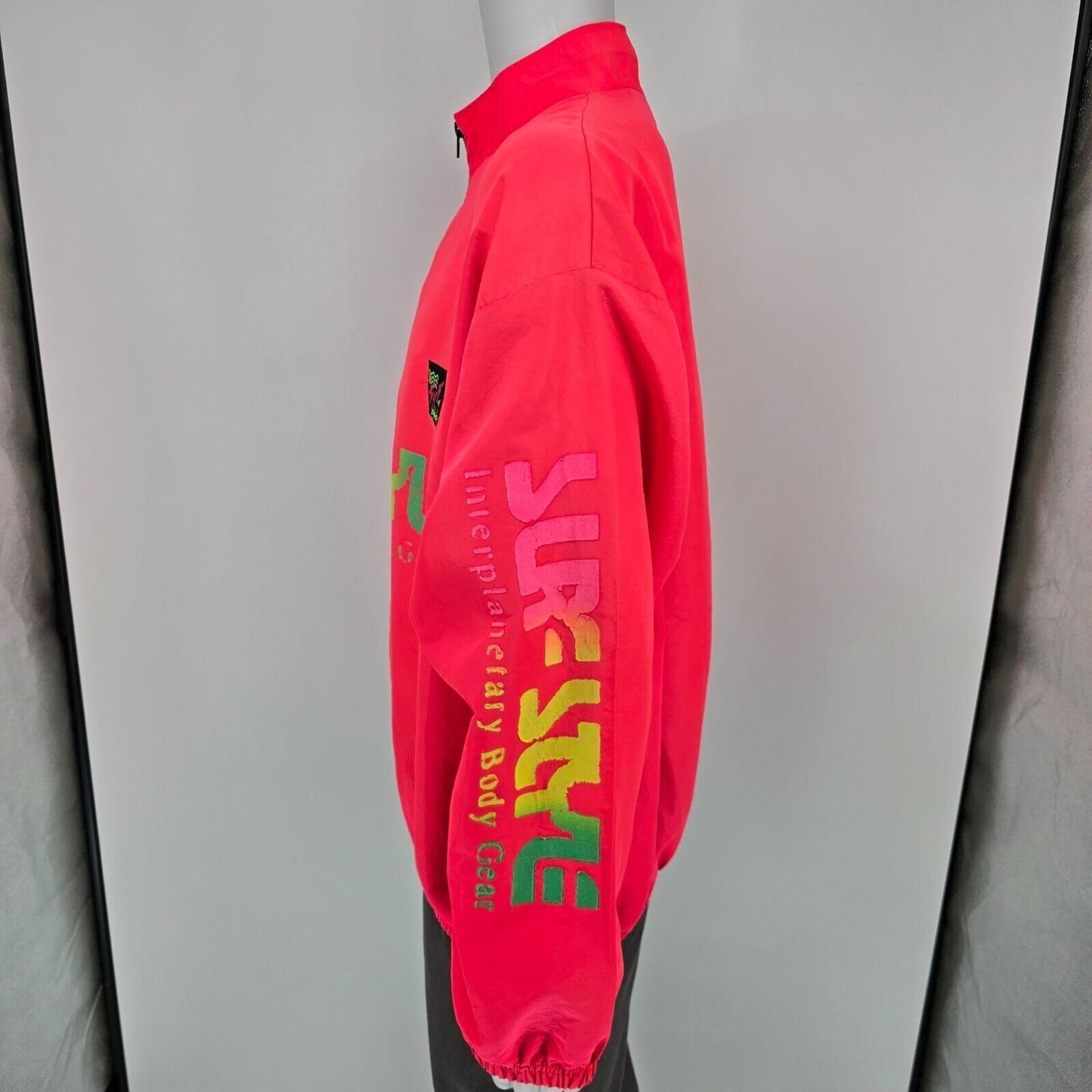 Vintage 1990s Surf Style Interplanetary Body Gear Neon Punk Pullover Jacket (OS)