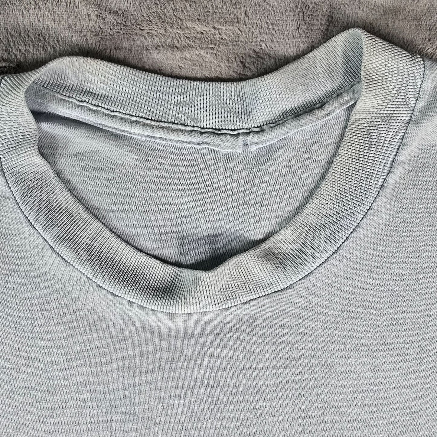 Vintage Late 1980s Heather Light Blue Single Stitch Blank T-Shirt (XL)
