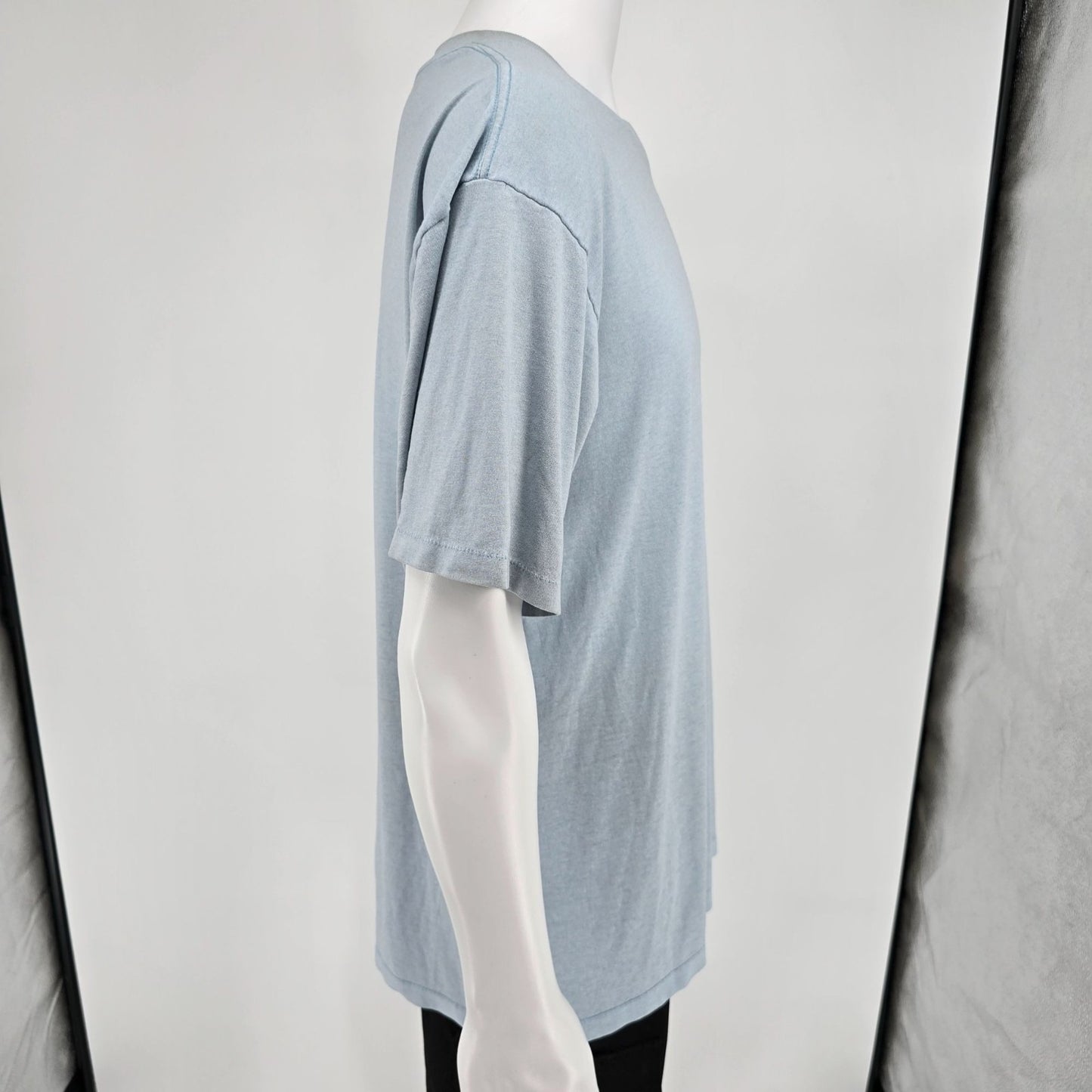 Vintage Late 1980s Heather Light Blue Single Stitch Blank T-Shirt (XL)