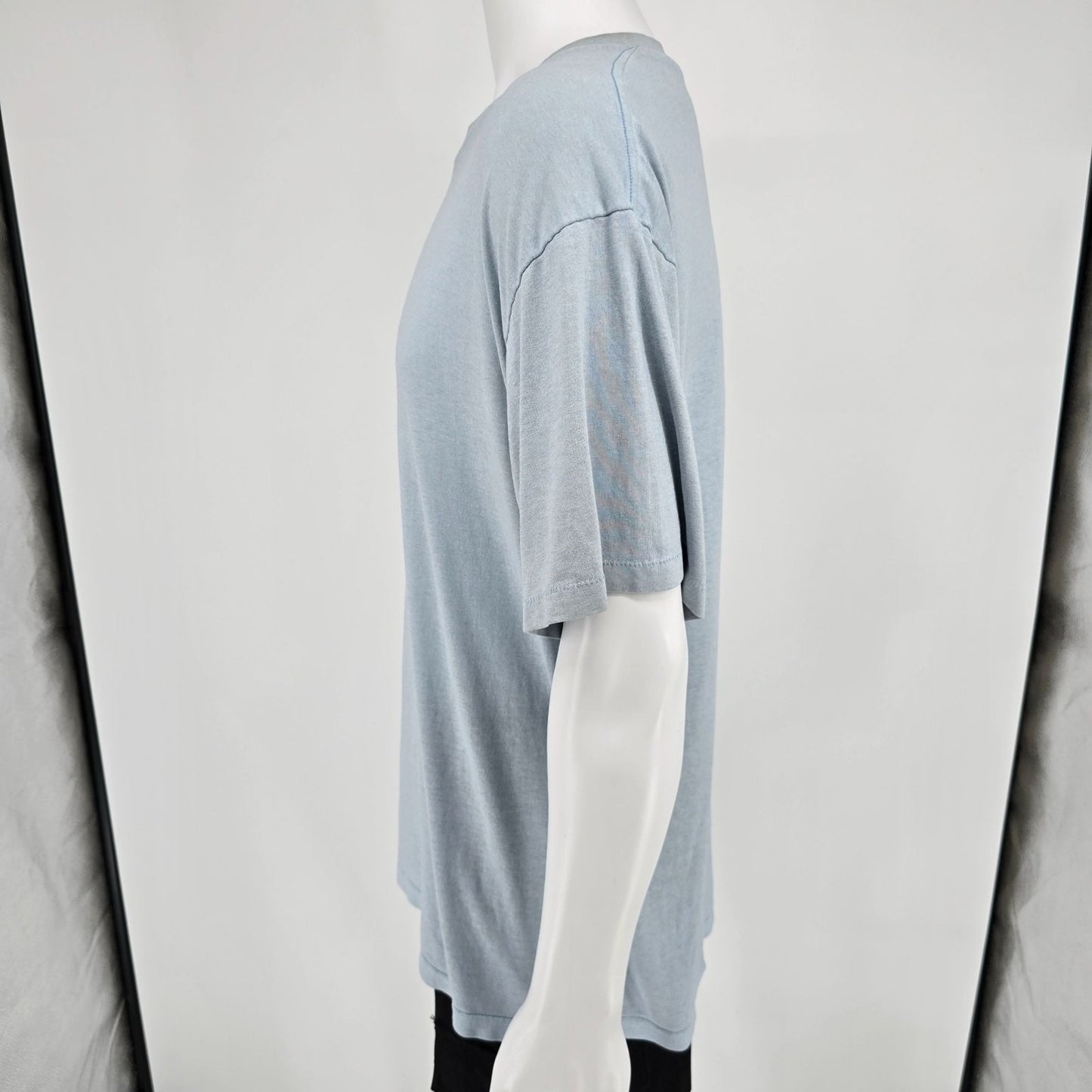 Vintage Late 1980s Heather Light Blue Single Stitch Blank T-Shirt (XL)