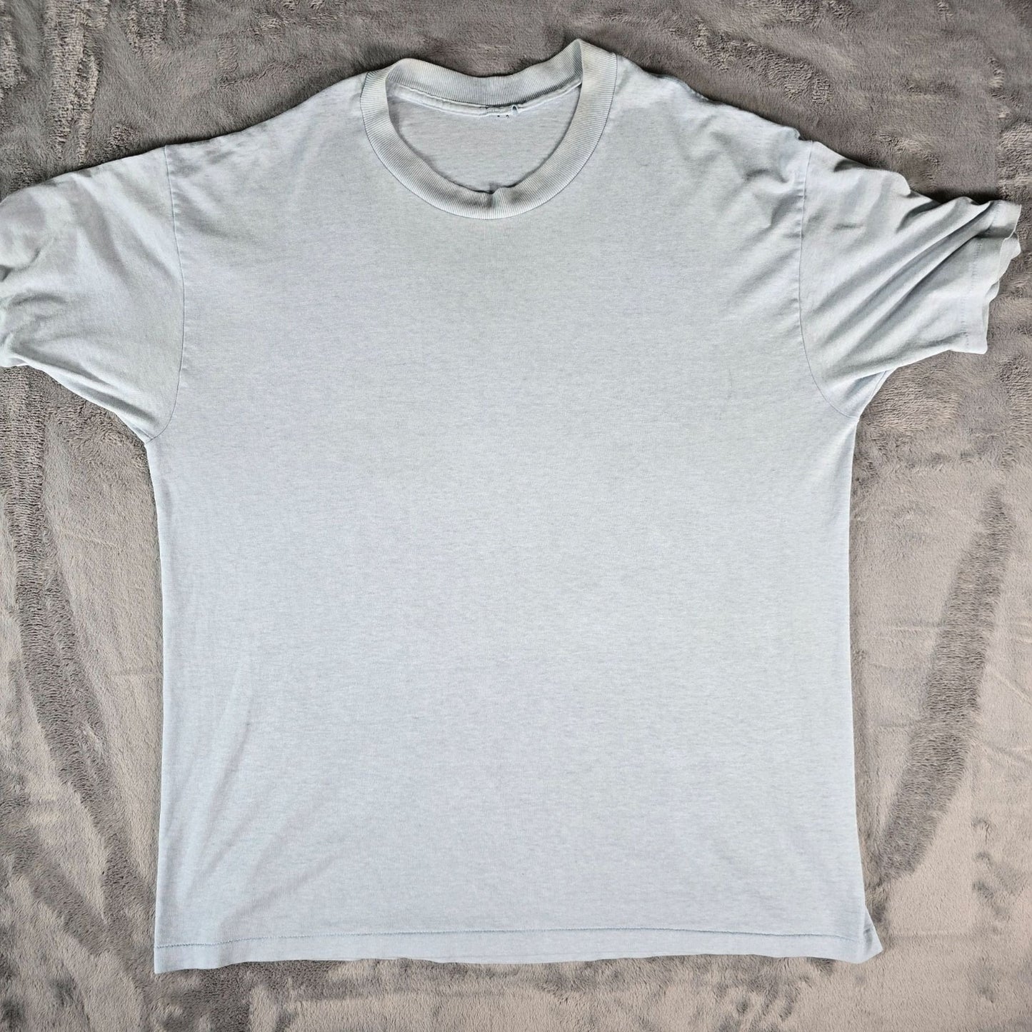 Vintage Late 1980s Heather Light Blue Single Stitch Blank T-Shirt (XL)