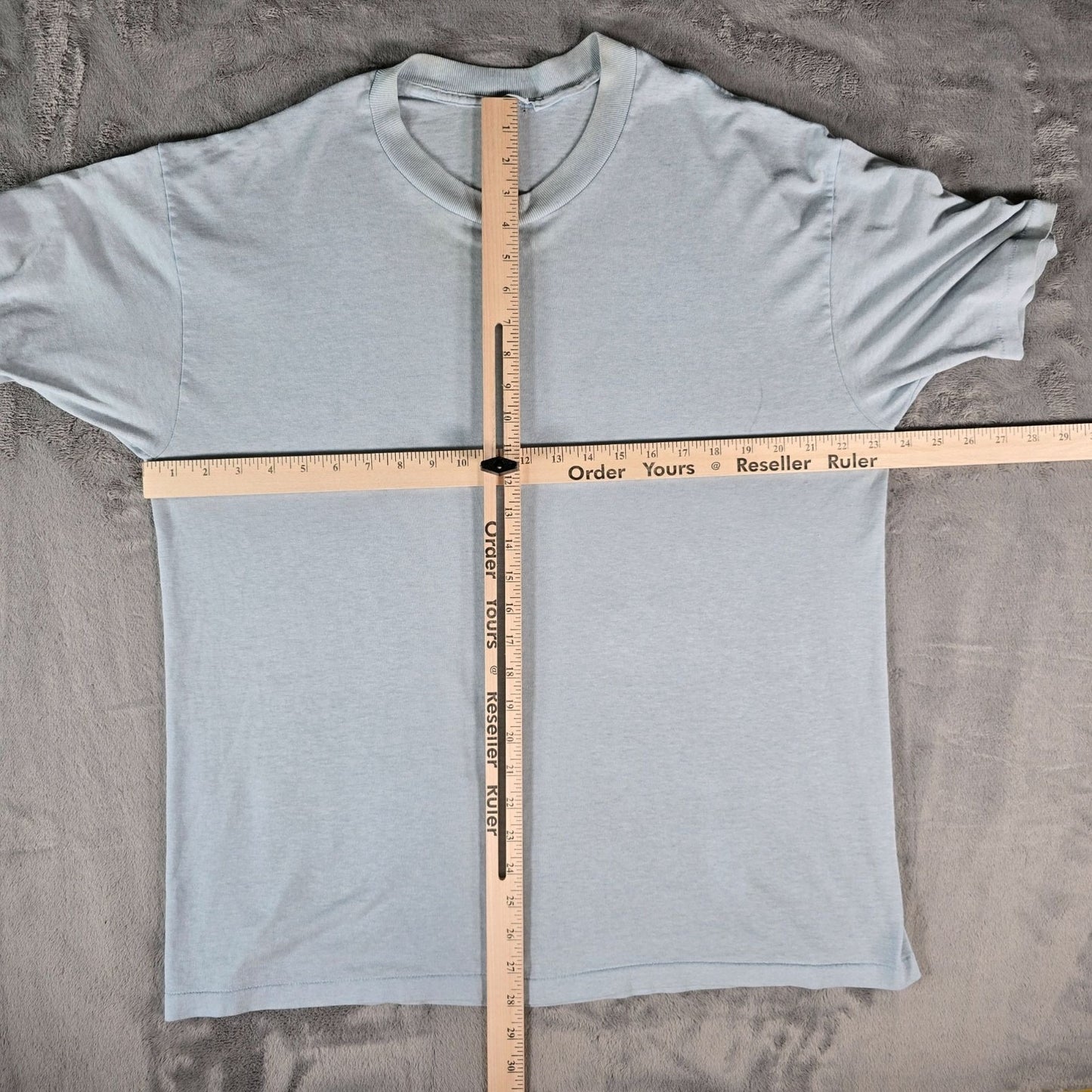 Vintage Late 1980s Heather Light Blue Single Stitch Blank T-Shirt (XL)