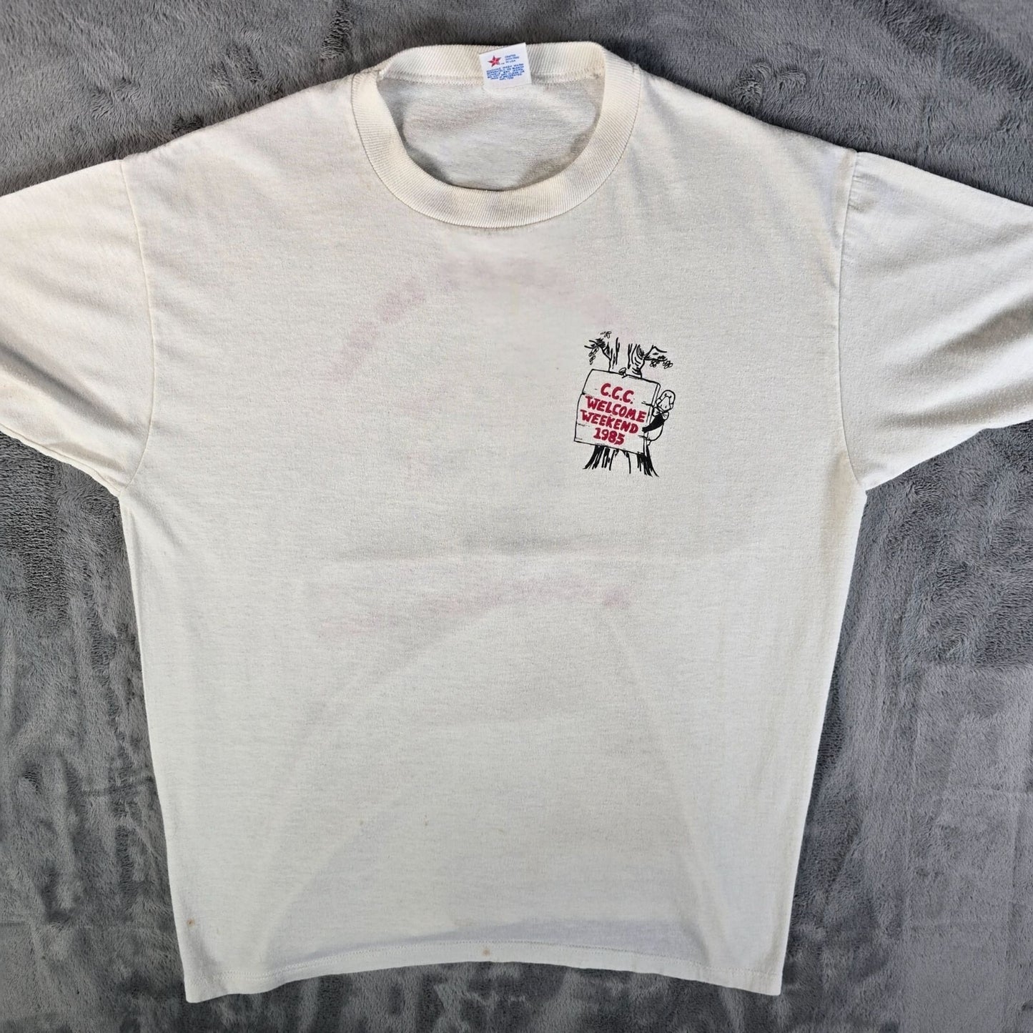 Vintage 1980s Jerzees C.C.C. Welcome Weekend 1985 "The Heat is On" T-Shirt (M)