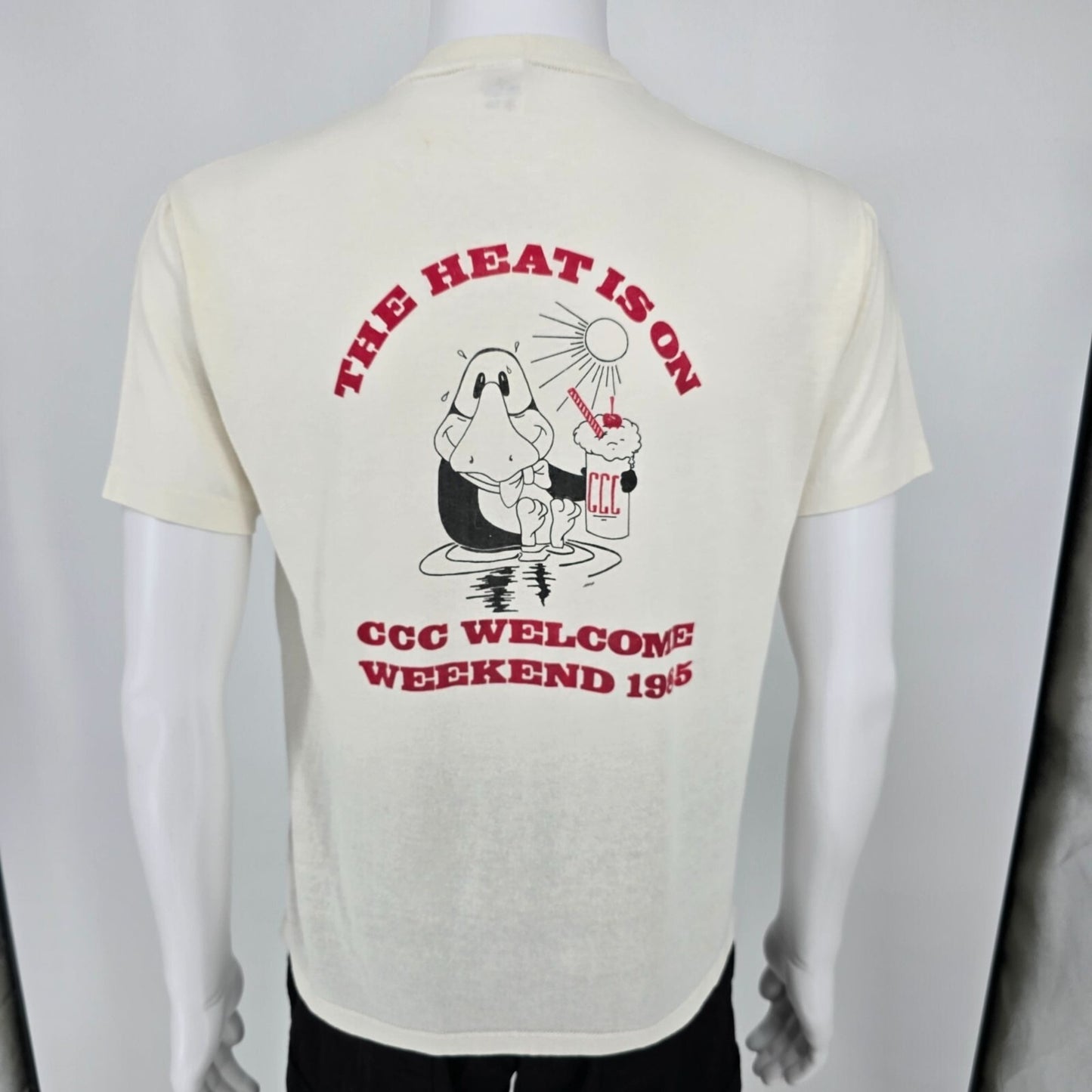 Vintage 1980s Jerzees C.C.C. Welcome Weekend 1985 "The Heat is On" T-Shirt (M)