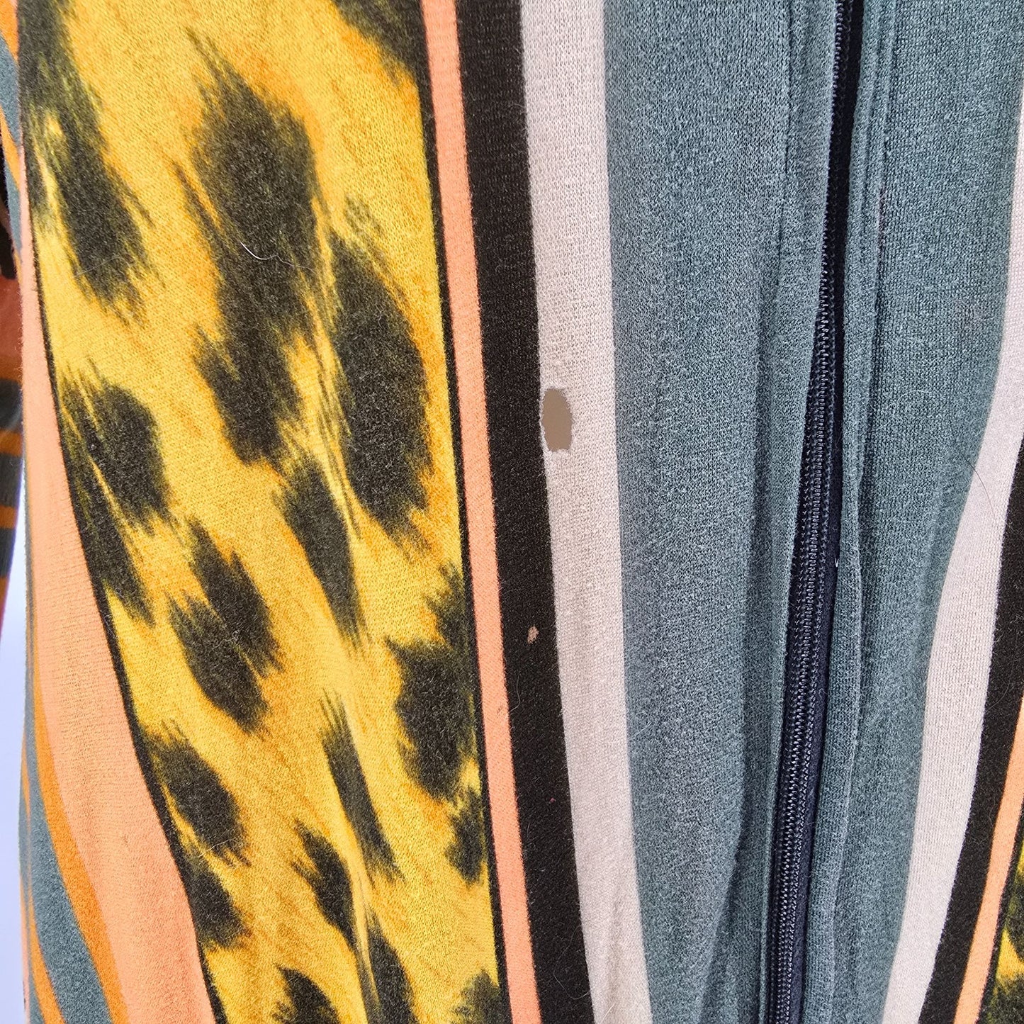 Vintage 1970s Dela-Ann Creation Loungewear Leopard/Zebra Print Dress (M) *Flaws