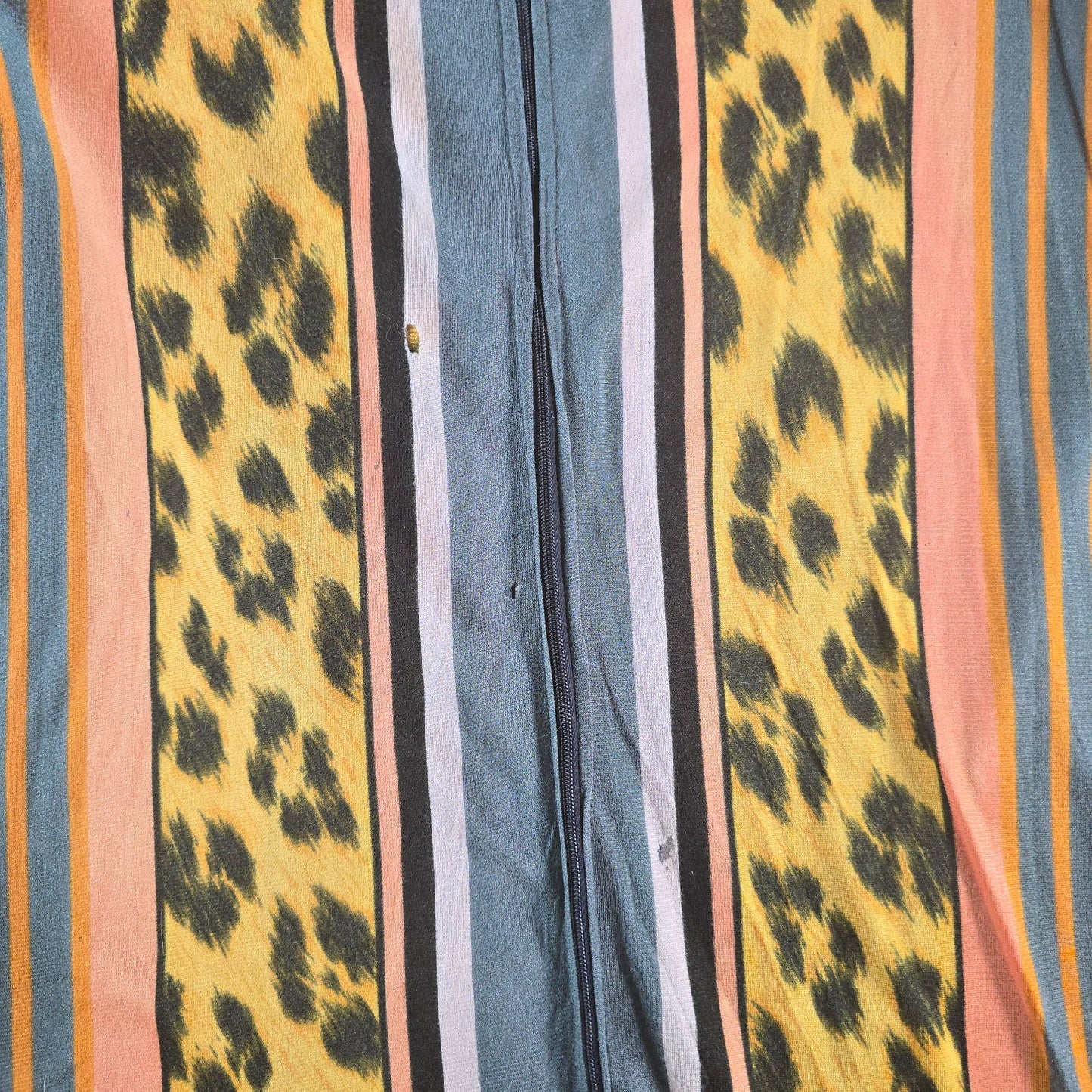 Vintage 1970s Dela-Ann Creation Loungewear Leopard/Zebra Print Dress (M) *Flaws