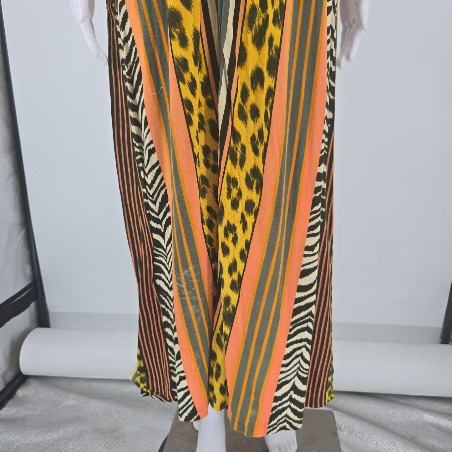 Vintage 1970s Dela-Ann Creation Loungewear Leopard/Zebra Print Dress (M) *Flaws