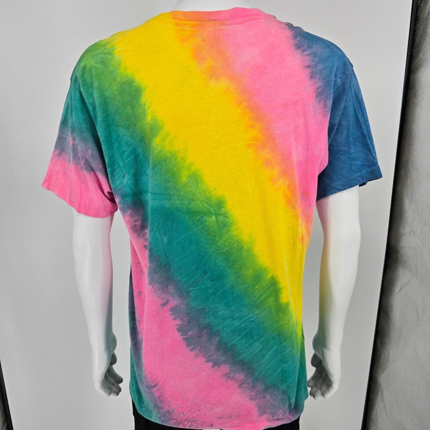 Vintage 1990s Some Body's by Marcy 'n Me Diagonal Tie-Dye V-Neck T-Shirt (OS/L)