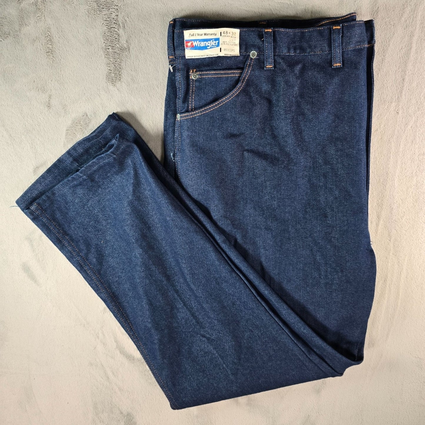Vintage 1980s Wrangler NWT Deadstock 85301PS Dark Indigo Jeans (45x32)