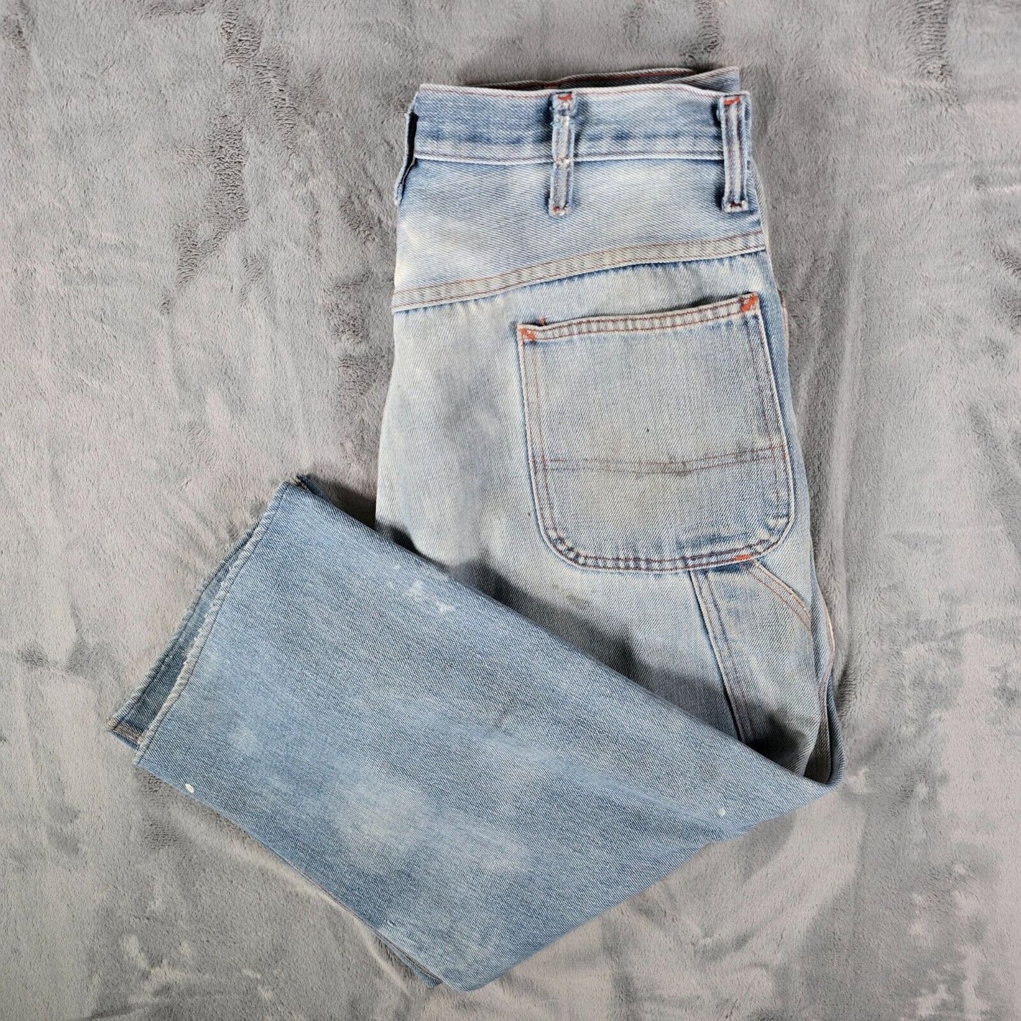 Vintage 1950s/1960s Big Mac Distressed Orange Stitch Workwear Jeans (33x23)