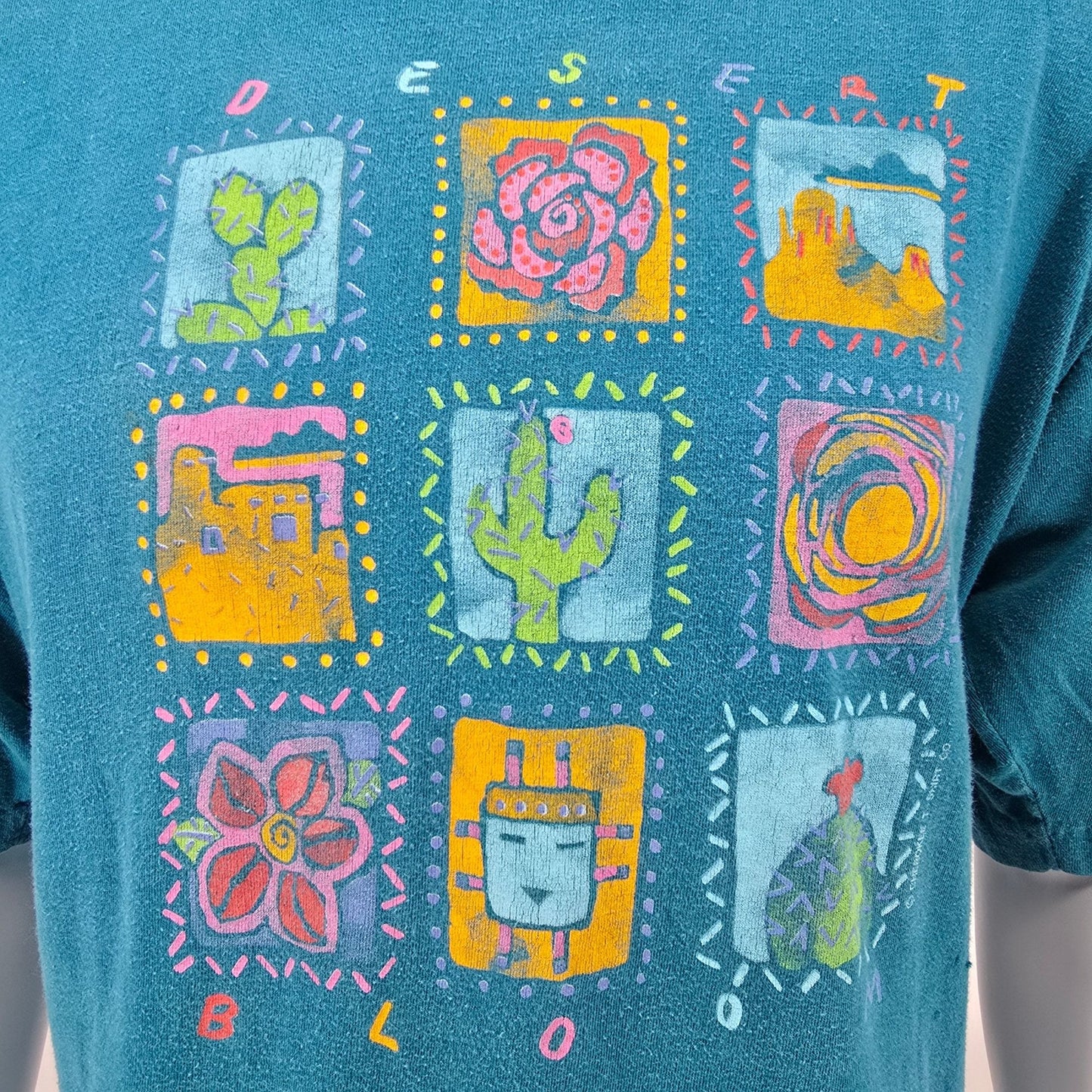 Distressed Vintage 1990s Cherokee "Desert Bloom" Southwest Graphic T-Shirt (XXL)