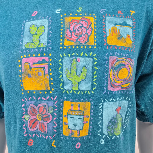 Distressed Vintage 1990s Cherokee "Desert Bloom" Southwest Graphic T-Shirt (XXL)