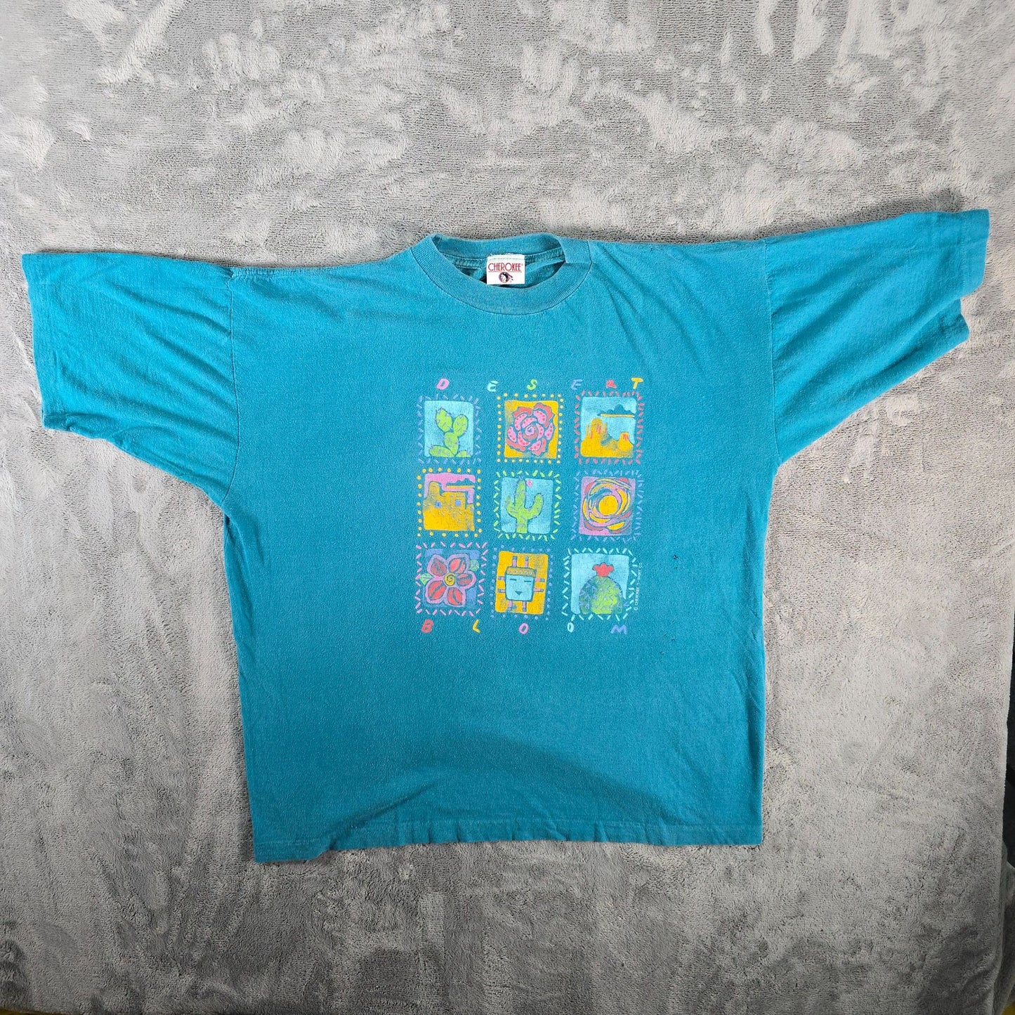 Distressed Vintage 1990s Cherokee "Desert Bloom" Southwest Graphic T-Shirt (XXL)