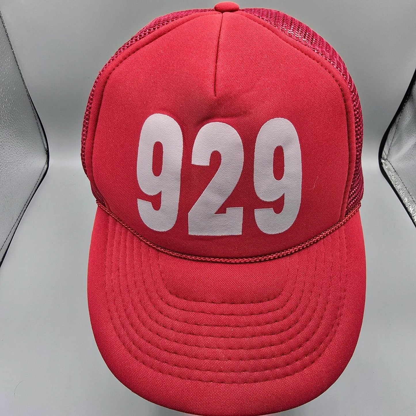 Vintage 1990s Distressed 929 Area Code Red Otto Snapback Mesh Back Trucker Hat